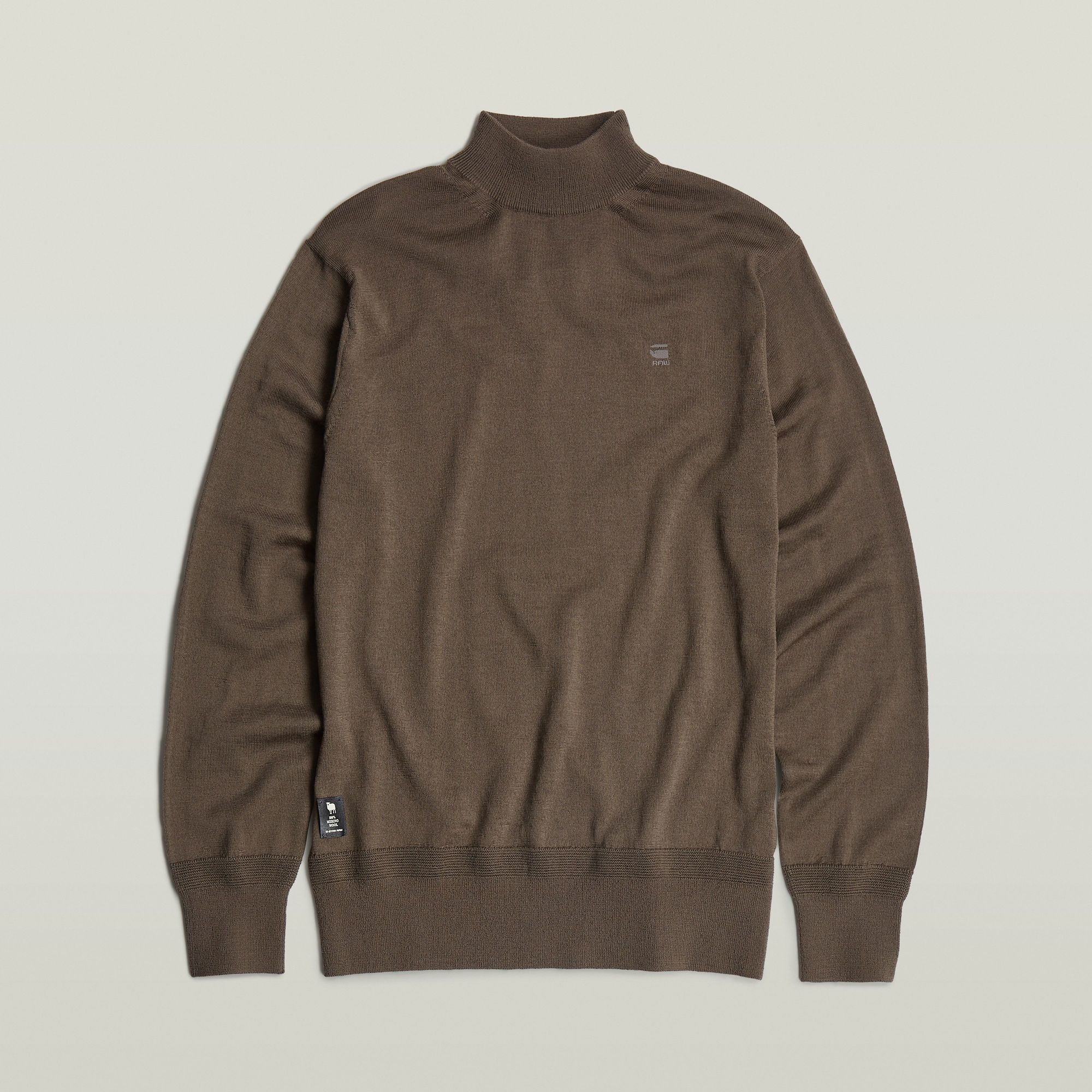 G-Star RAW Premium Core Gebreide Mock Neck Trui Bruin Heren