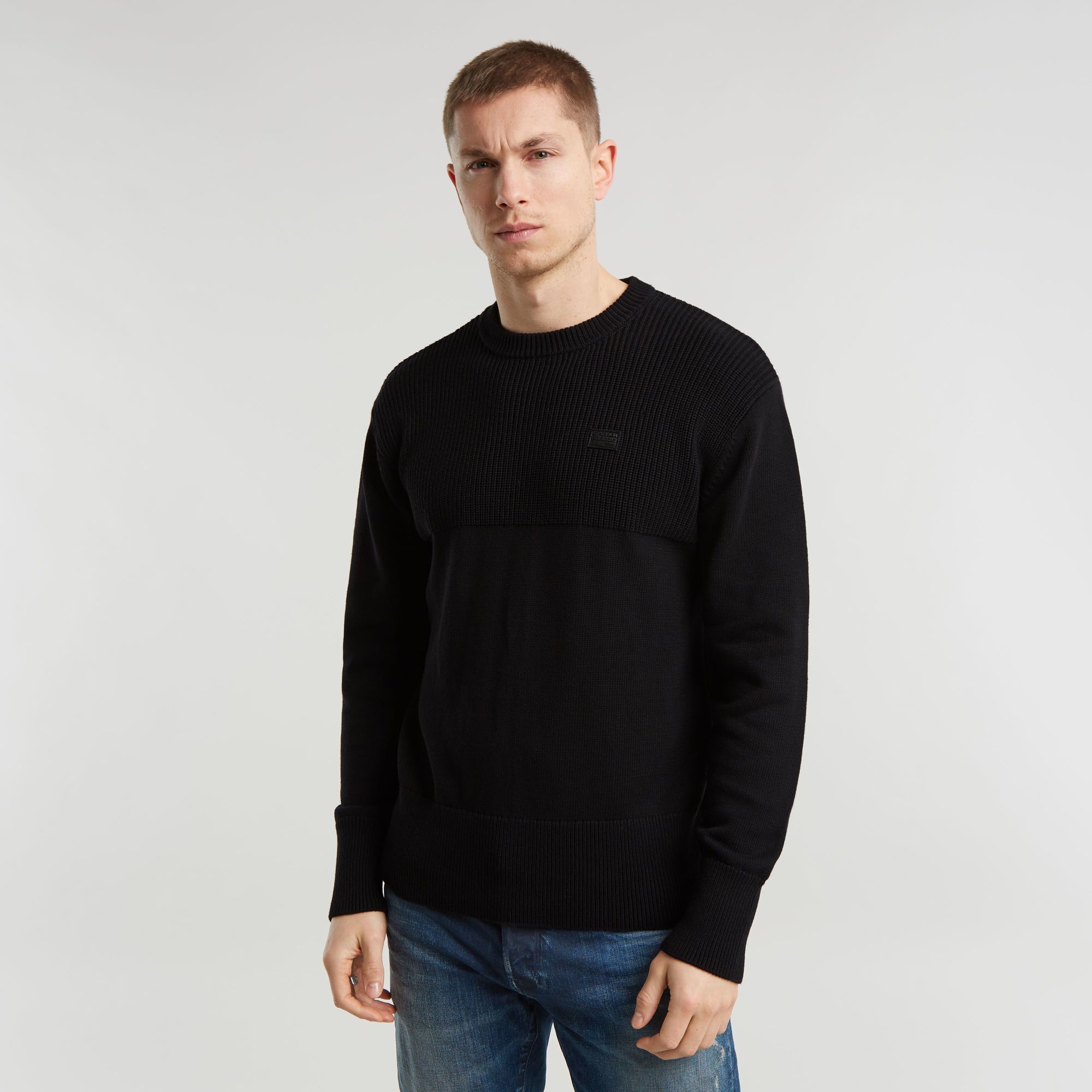 Knitted Pullover Fisherman - Schwarz - Herren