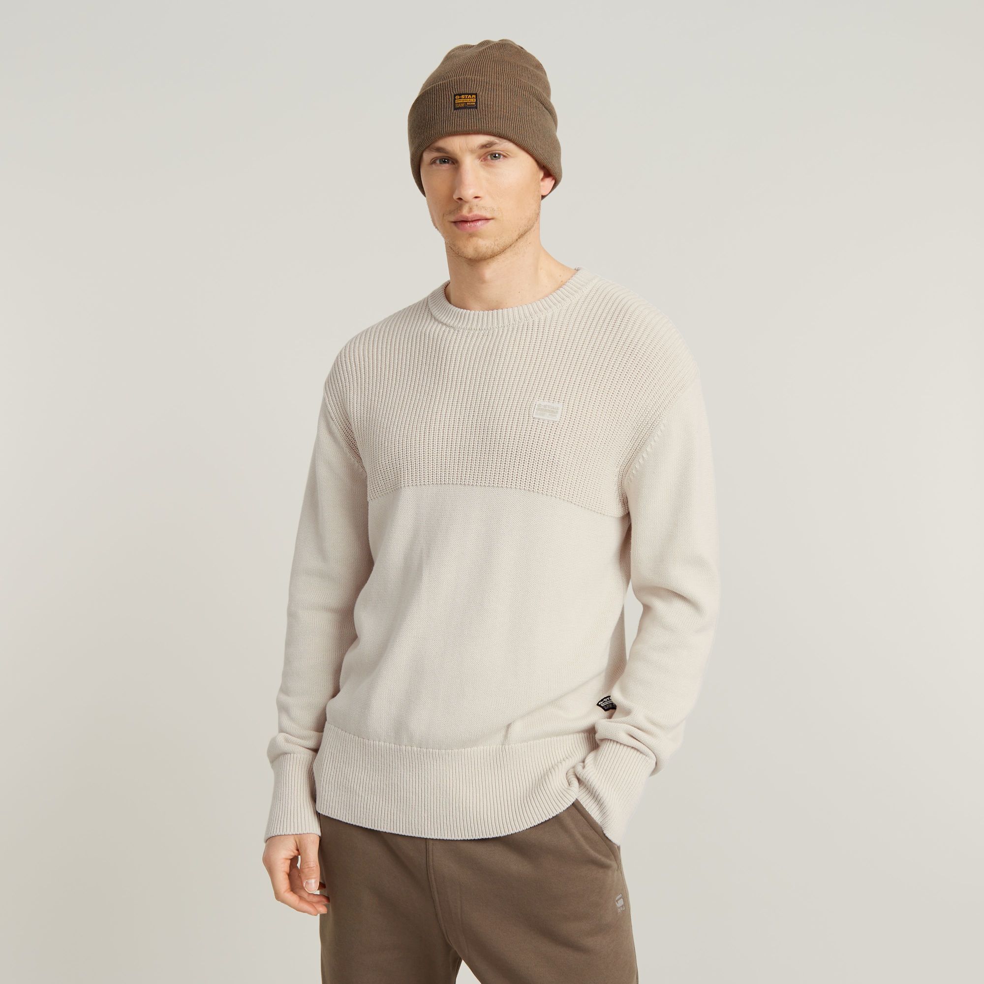 G-Star RAW Fisherman Gebreide Sweater Wit Heren