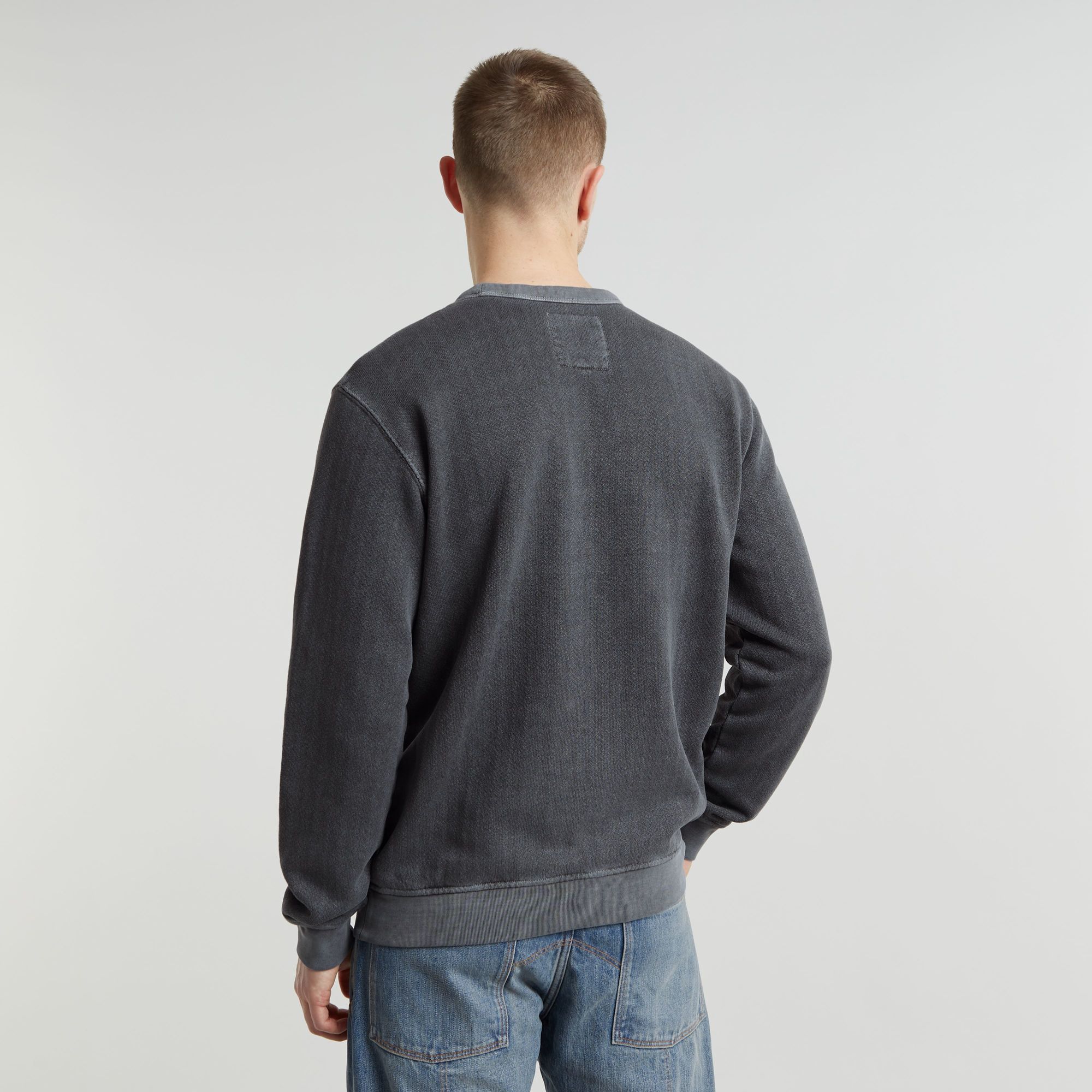 G-Star RAW Destroyed G Logo Washed Sweater Zwart Heren