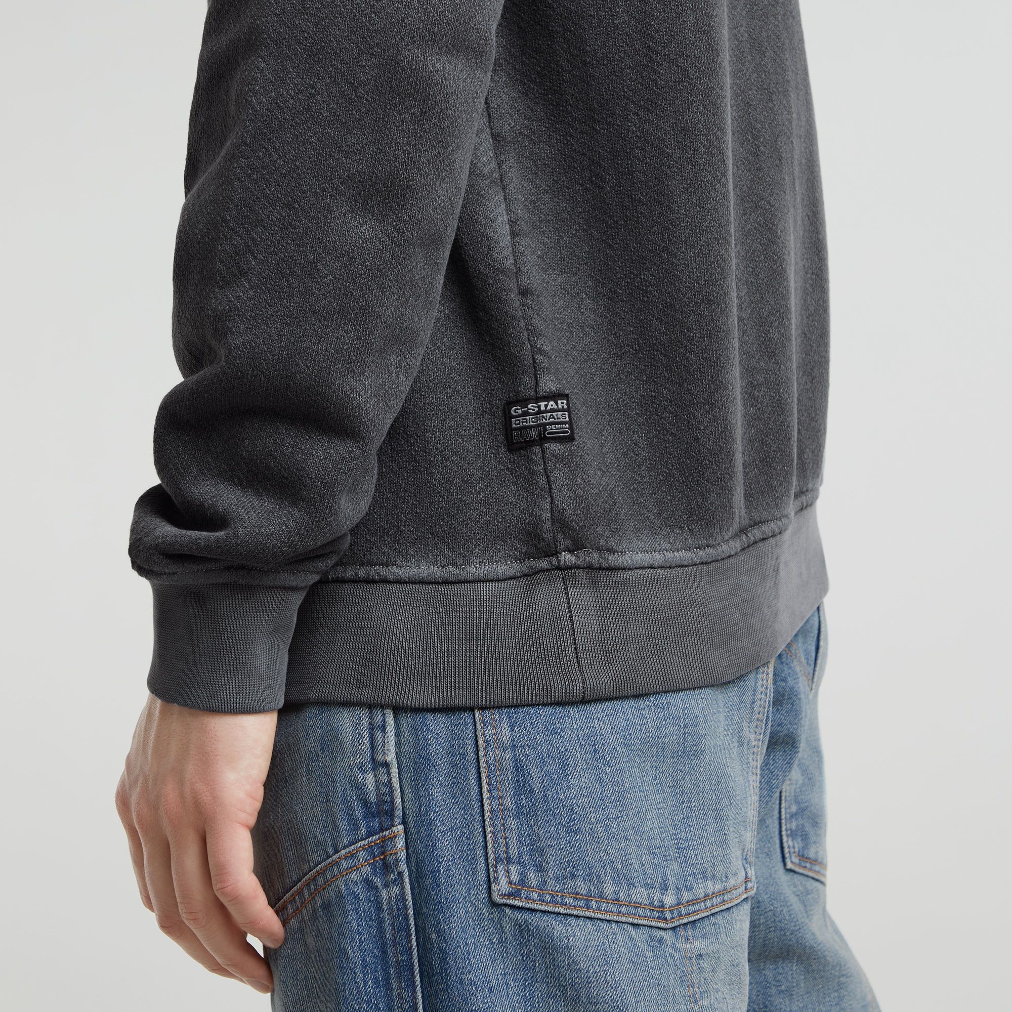 G-Star RAW Destroyed G Logo Washed Sweater Zwart Heren