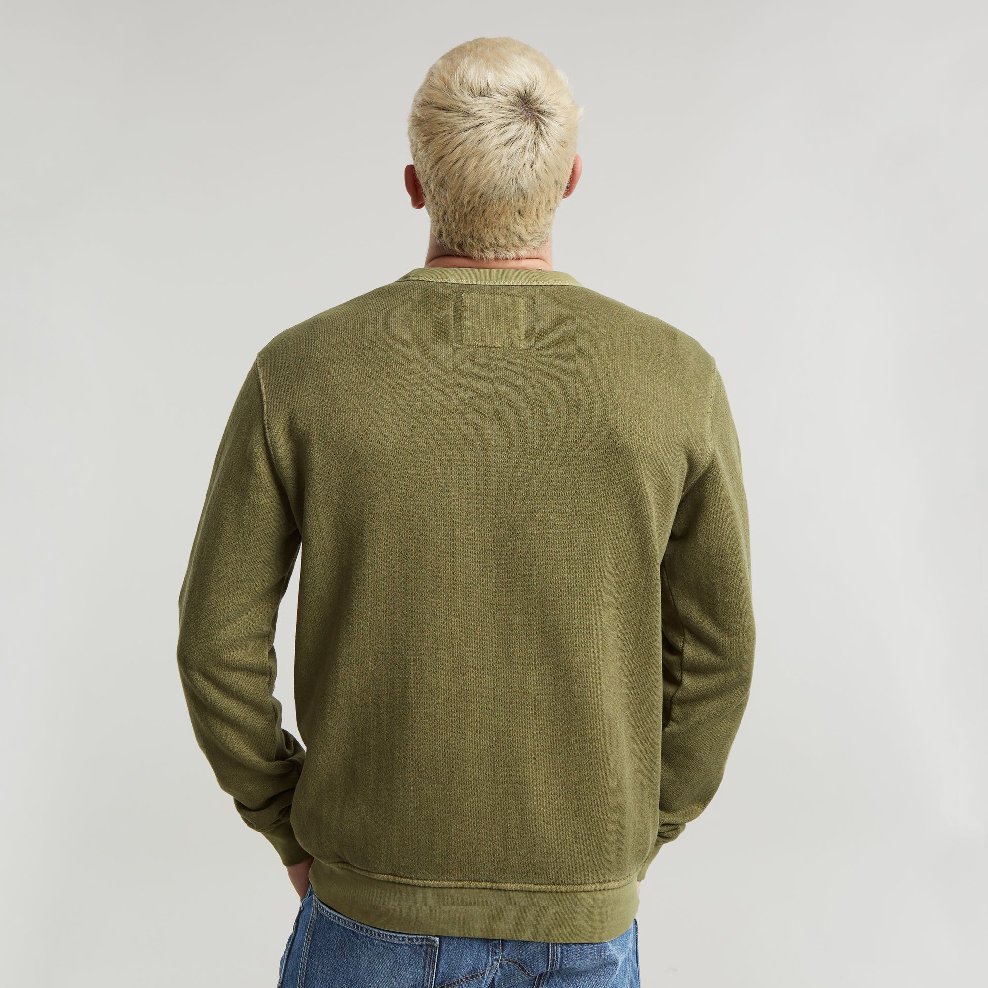 G-Star RAW Destroyed G Logo Washed Sweater Groen Heren