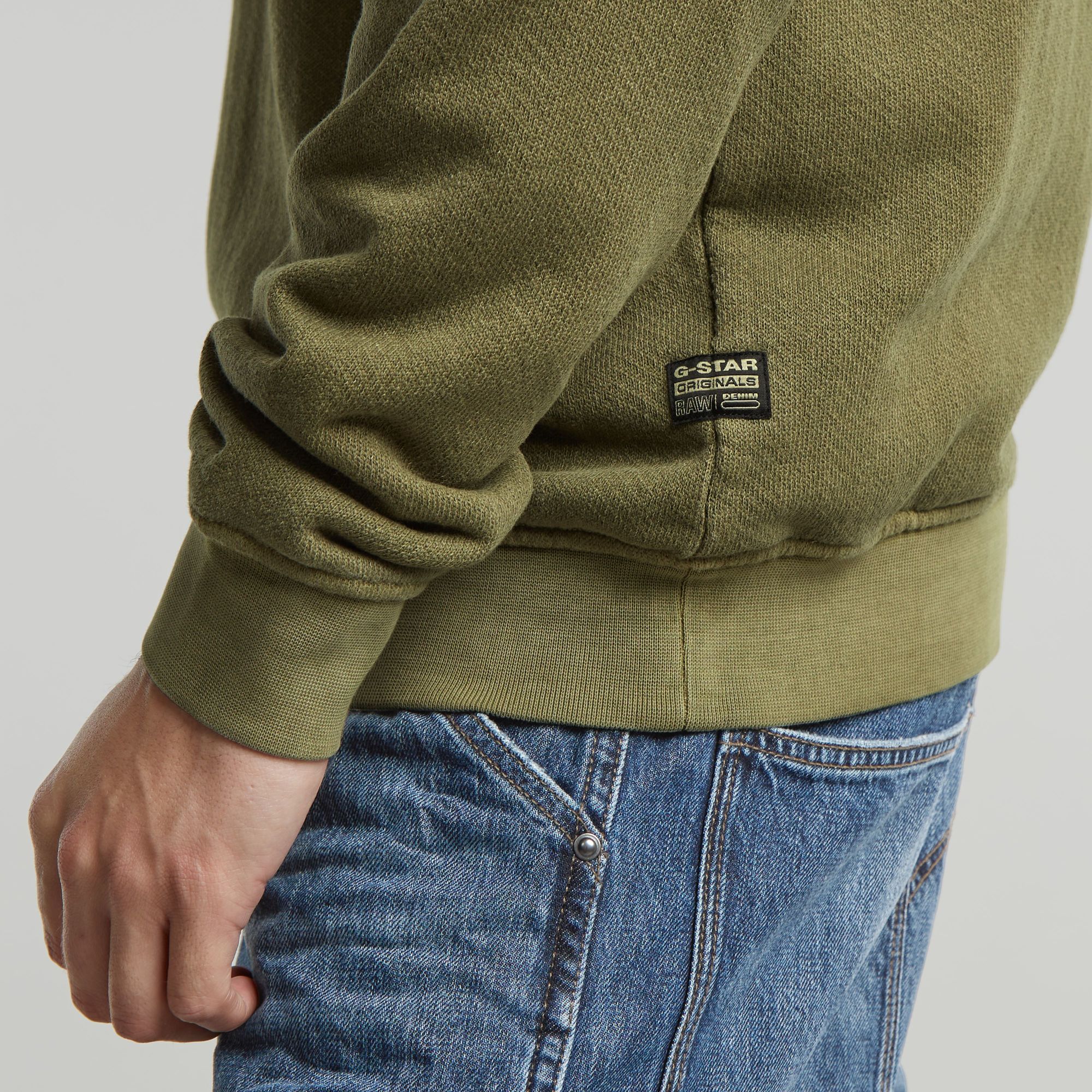 G-Star RAW Destroyed G Logo Washed Sweater Groen Heren