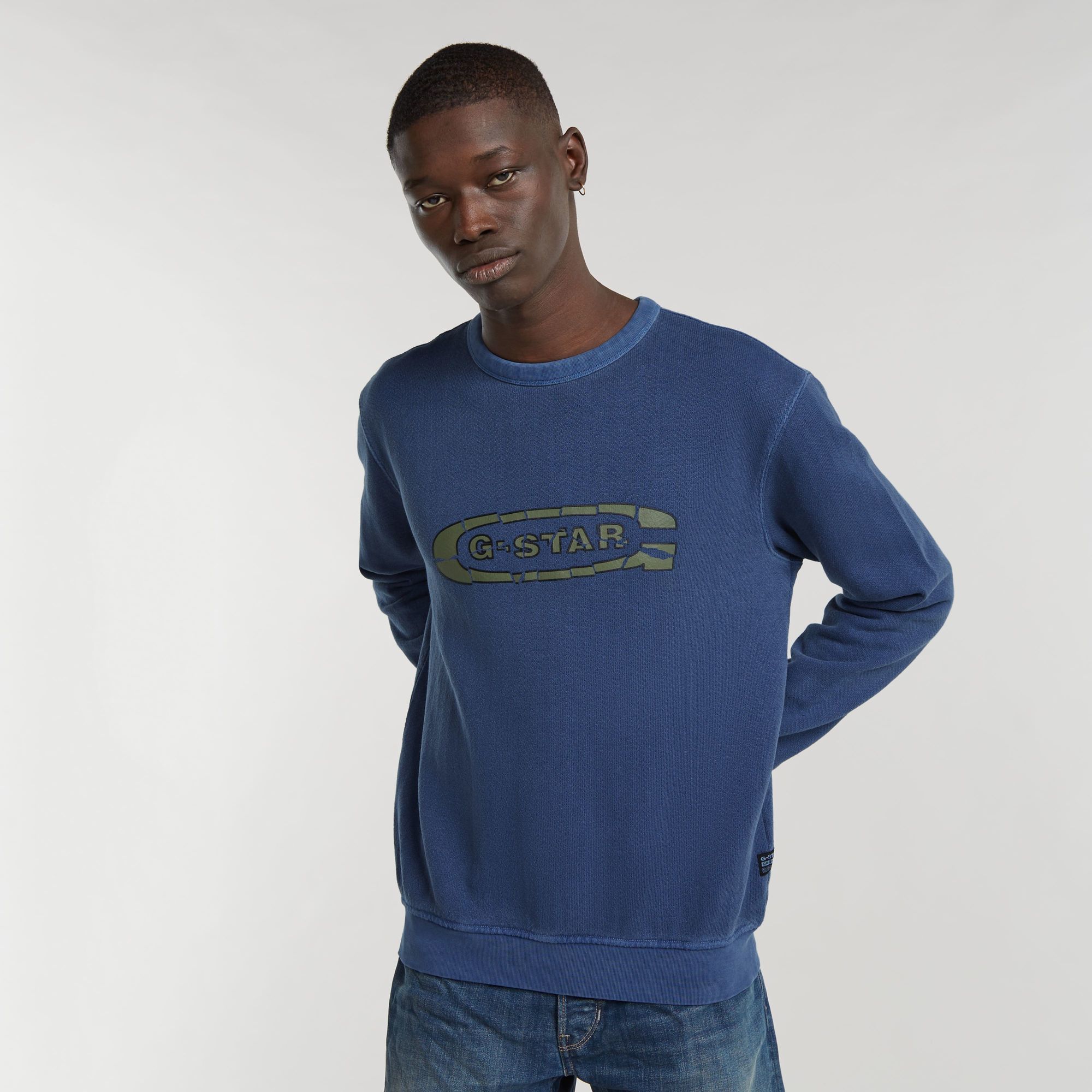 

Destroyed G Logo Washed Sweater - Dark blue - Men