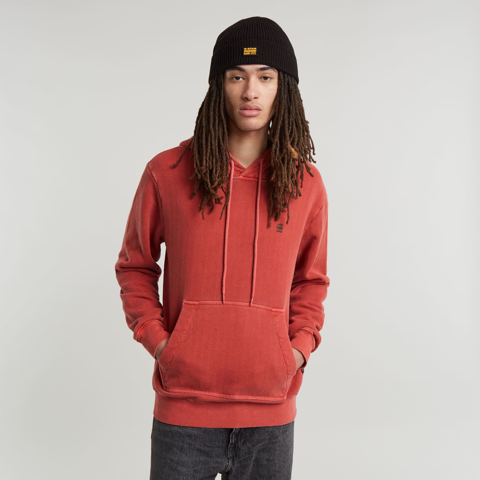 G-Star RAW Overdyed Hoodie Rood Heren