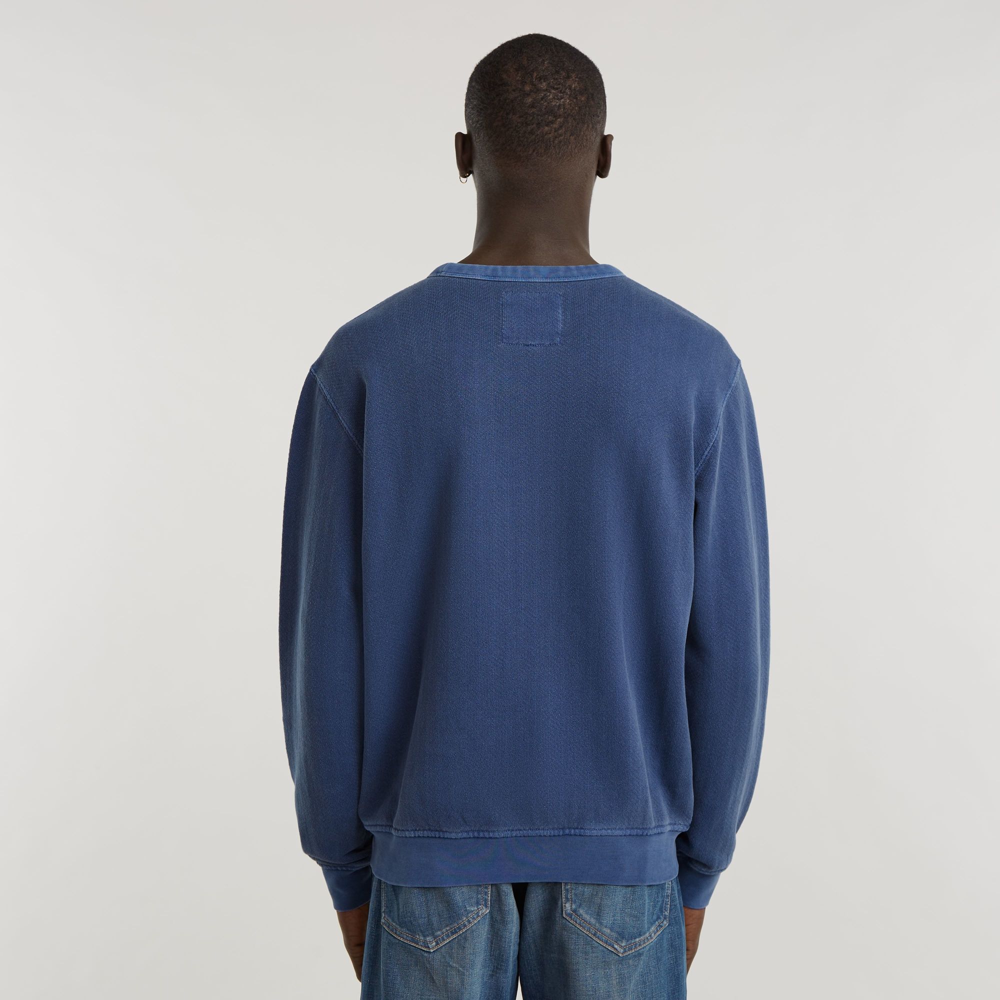 G-Star RAW Destroyed G Logo Washed Sweater Donkerblauw Heren
