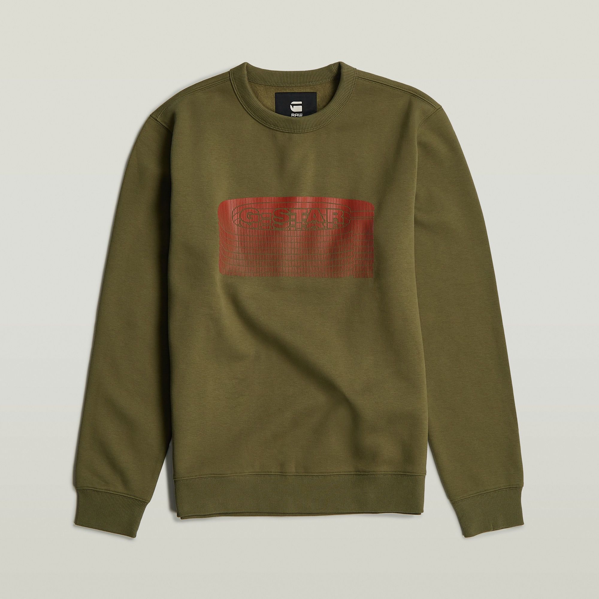 G-Star RAW Stacked Old Skool Logo Sweater Groen Heren
