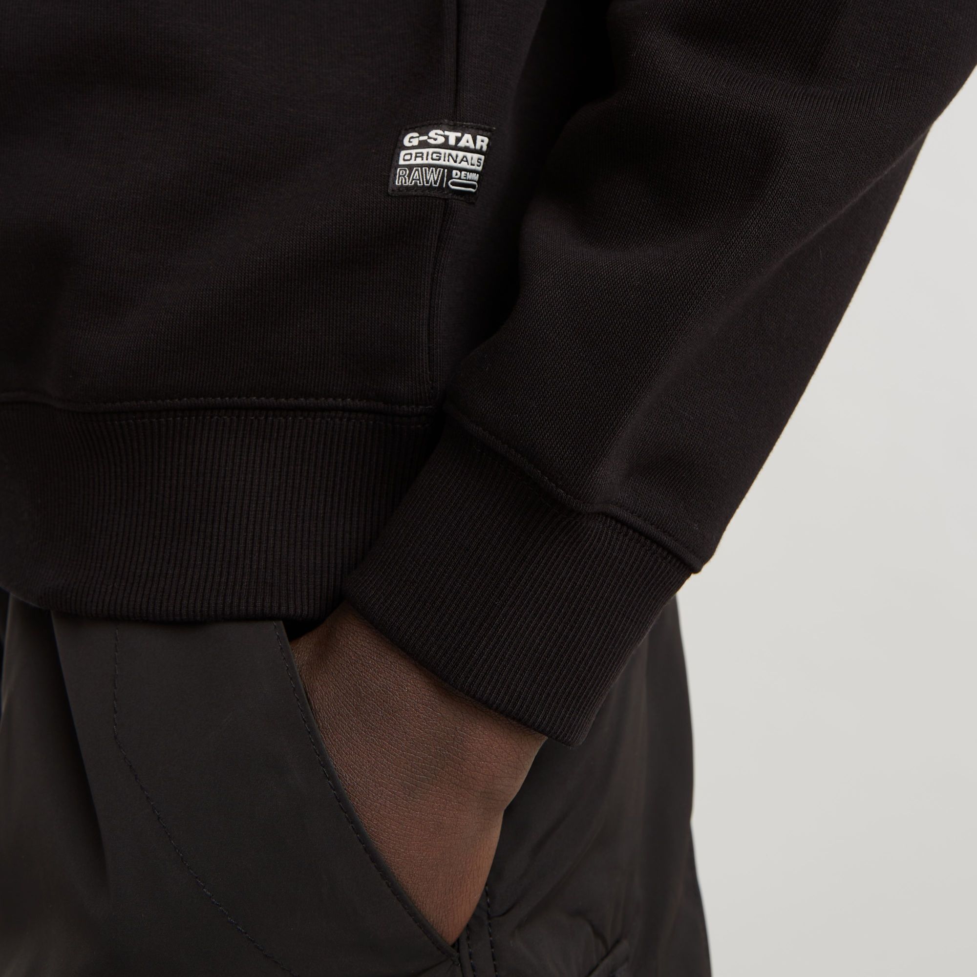 G-Star RAW Stacked Old Skool Logo Sweater Zwart Heren