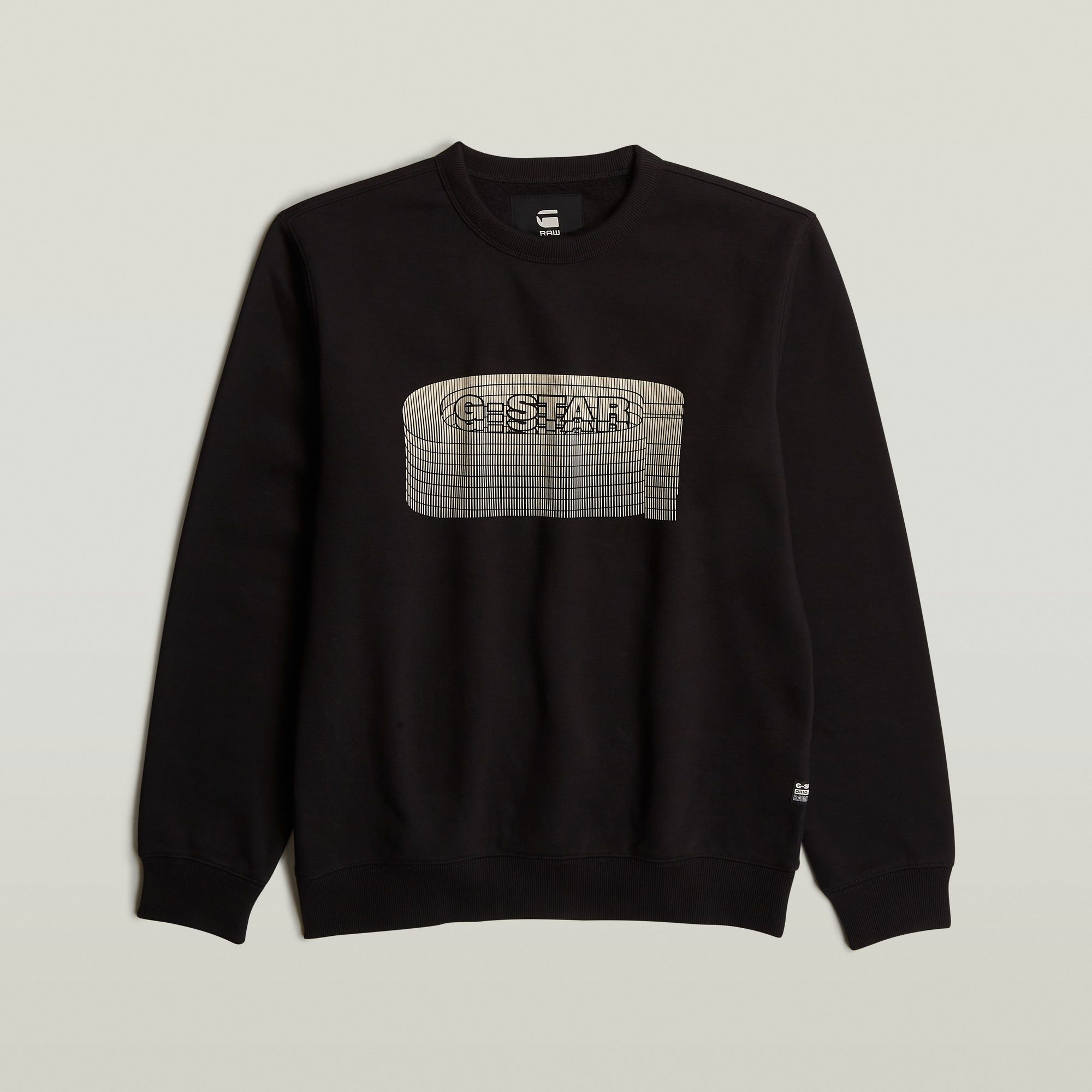 G-Star RAW Stacked Old Skool Logo Sweater Zwart Heren