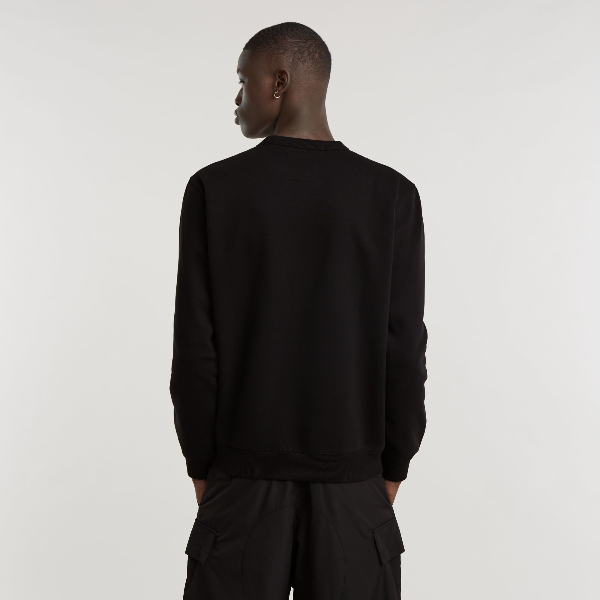 G-Star RAW Stacked Old Skool Logo Sweater Zwart Heren