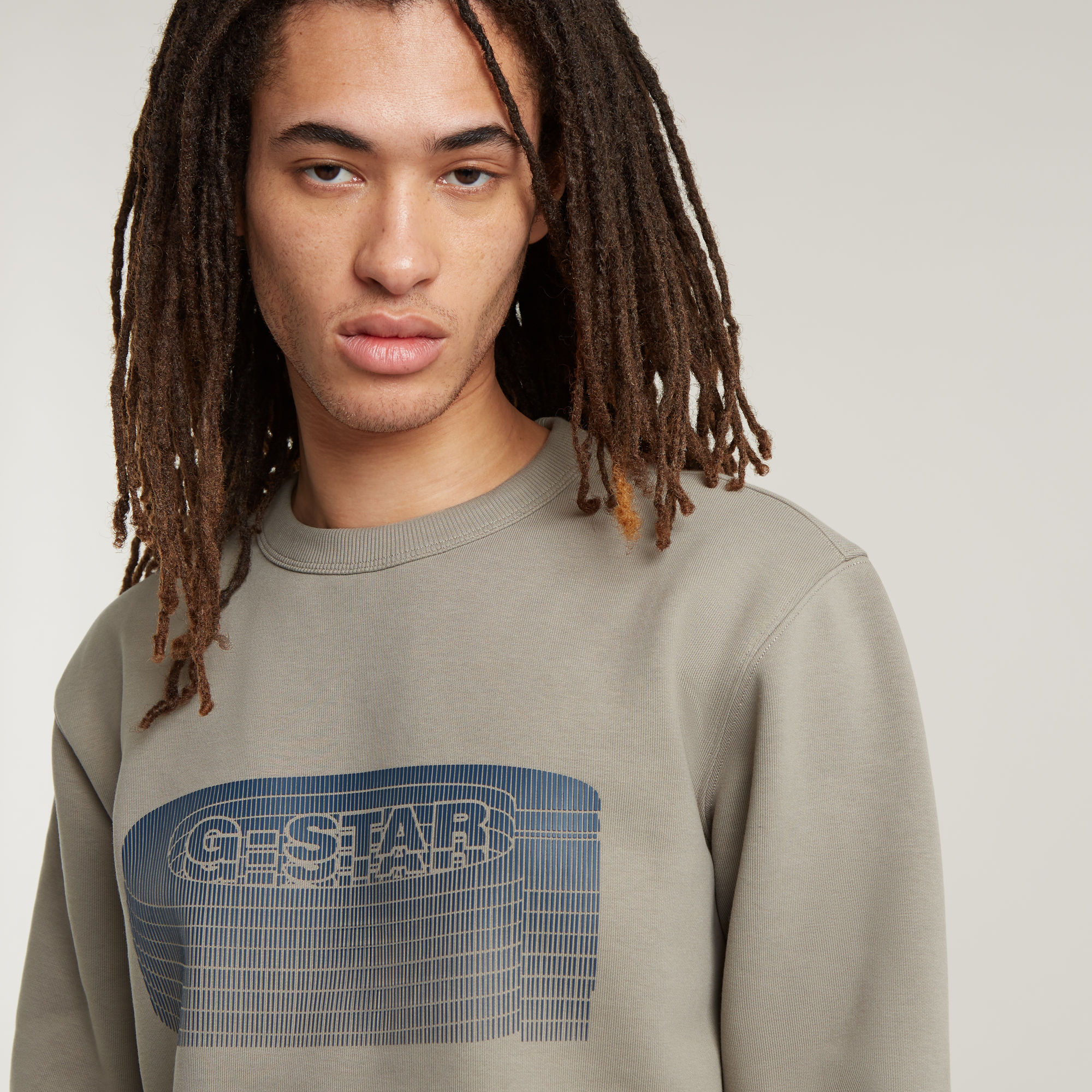 G-Star RAW Stacked Old Skool Logo Sweater Beige Heren
