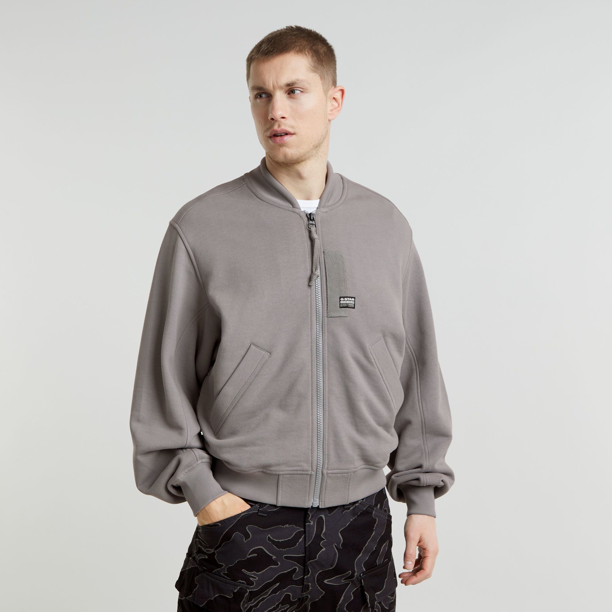 

GA-1 Graphic Loose Bomber Sweater - Grey - Men