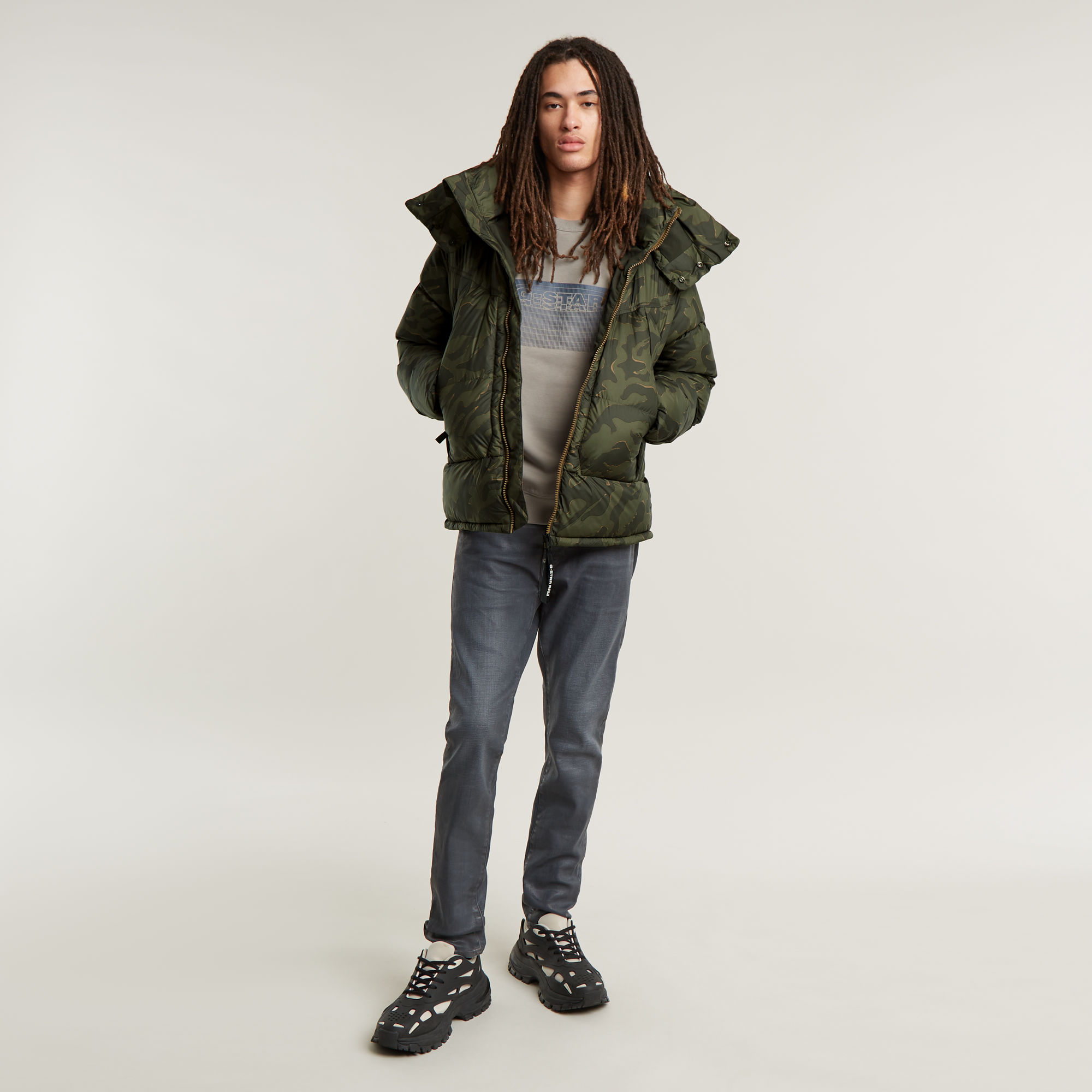 G-Star RAW Stacked Old Skool Logo Sweater Beige Heren
