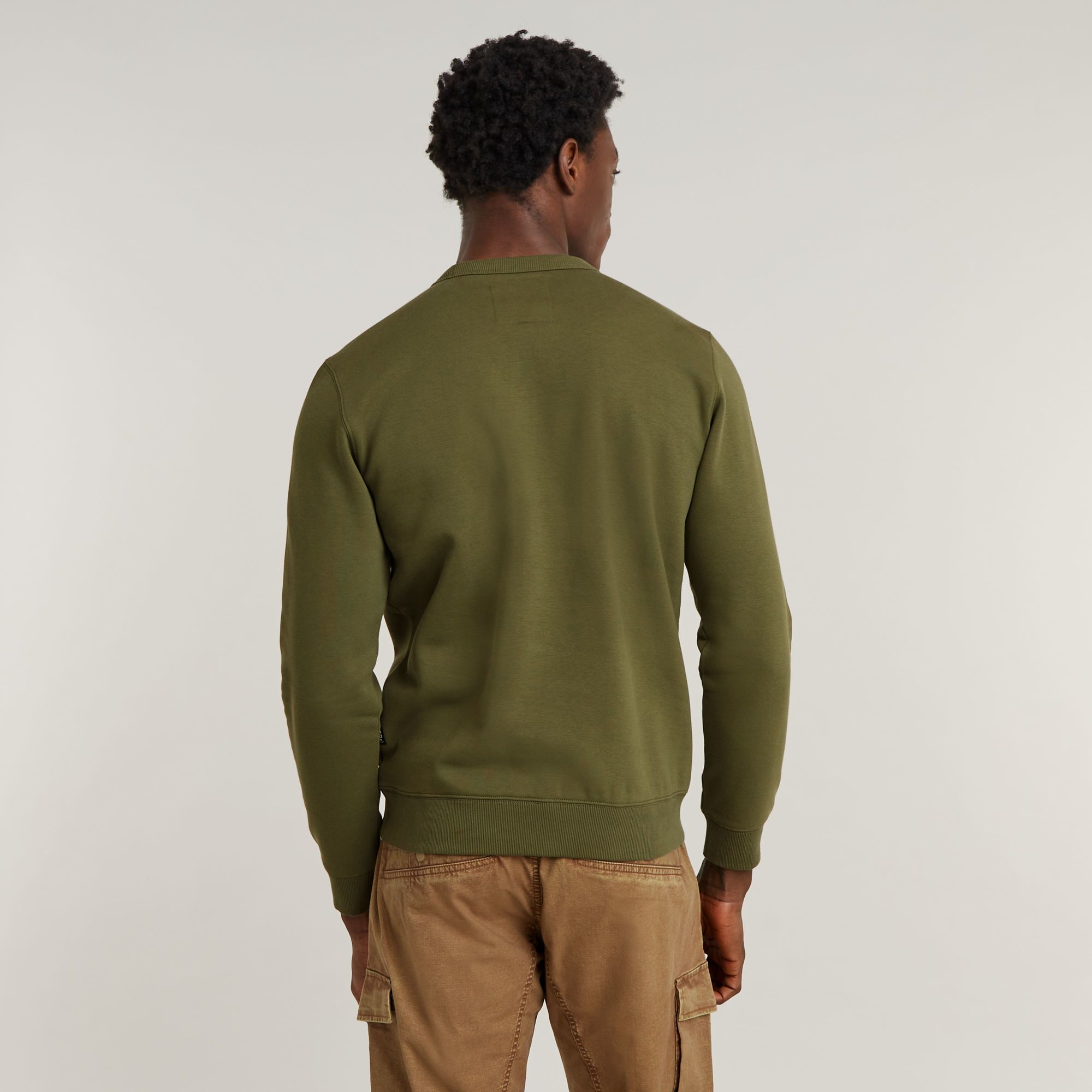 G-Star RAW Stacked Old Skool Logo Sweater Groen Heren