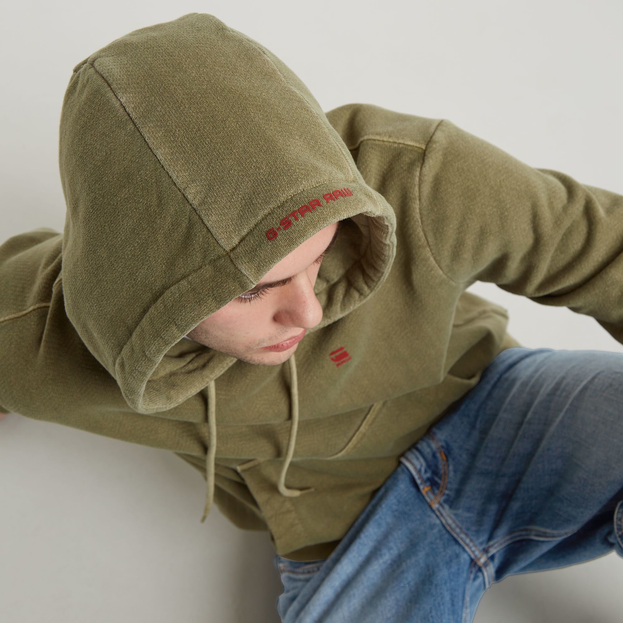 G-Star RAW Overdyed Hoodie Groen Heren