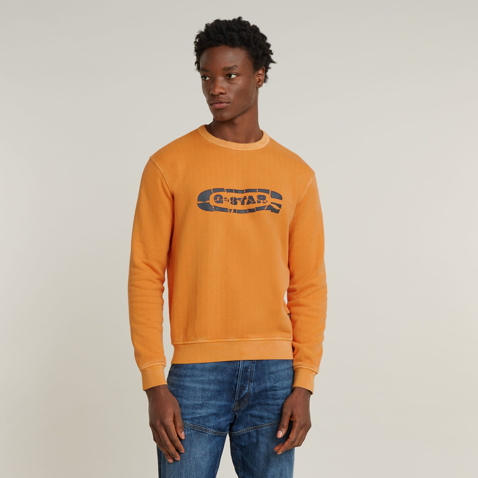 

Destroyed Washed Sweater - Orange - Men