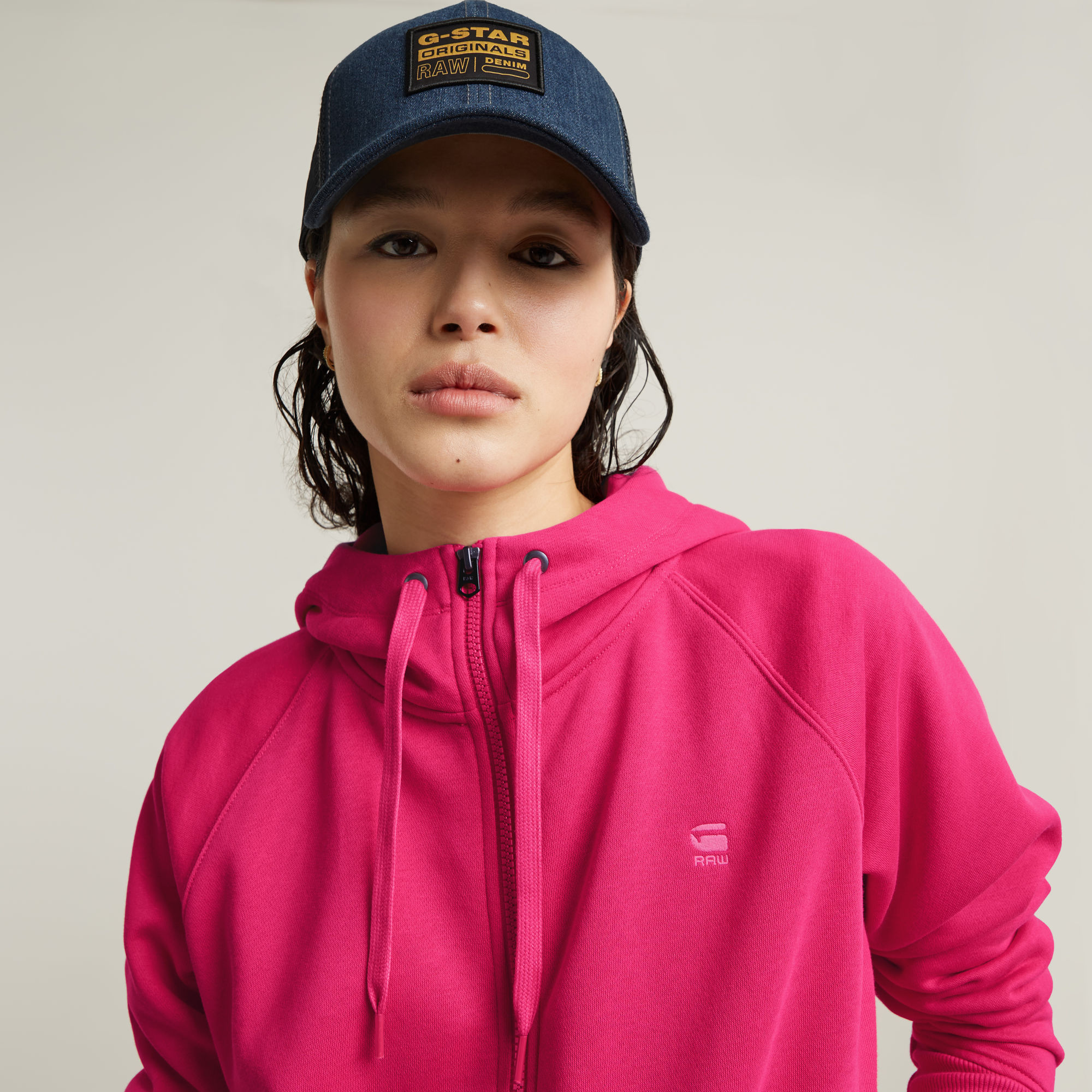 G-Star RAW Premium Core 2.1 Hoodie Met Rits Roze Dames
