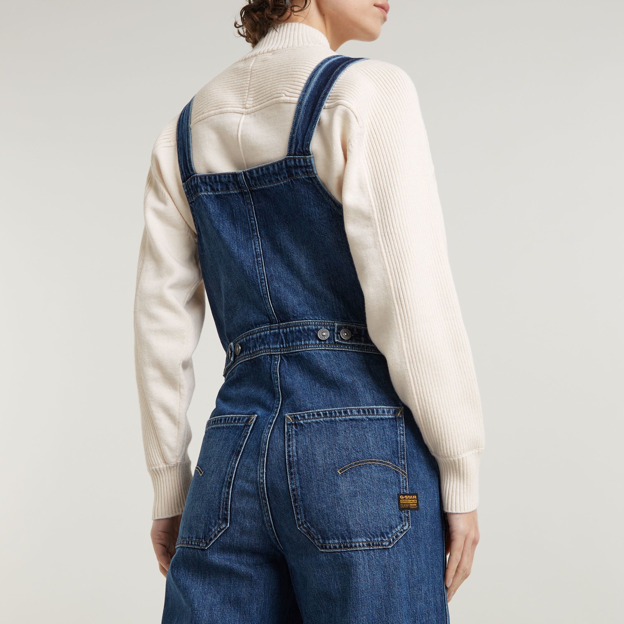 G-Star RAW Straight Leg Zip Tuinbroek Donkerblauw Dames