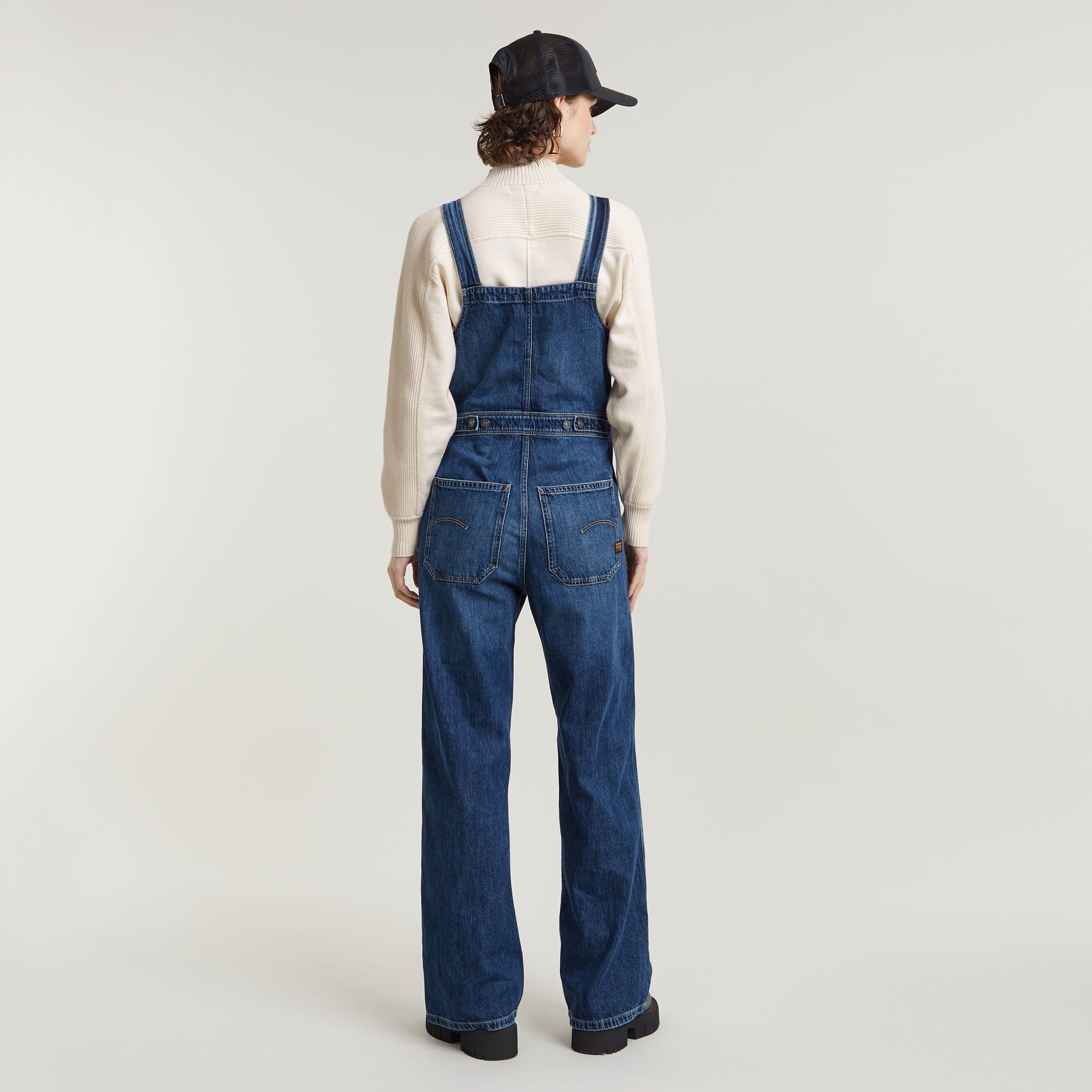 G-Star RAW Straight Leg Zip Tuinbroek Donkerblauw Dames