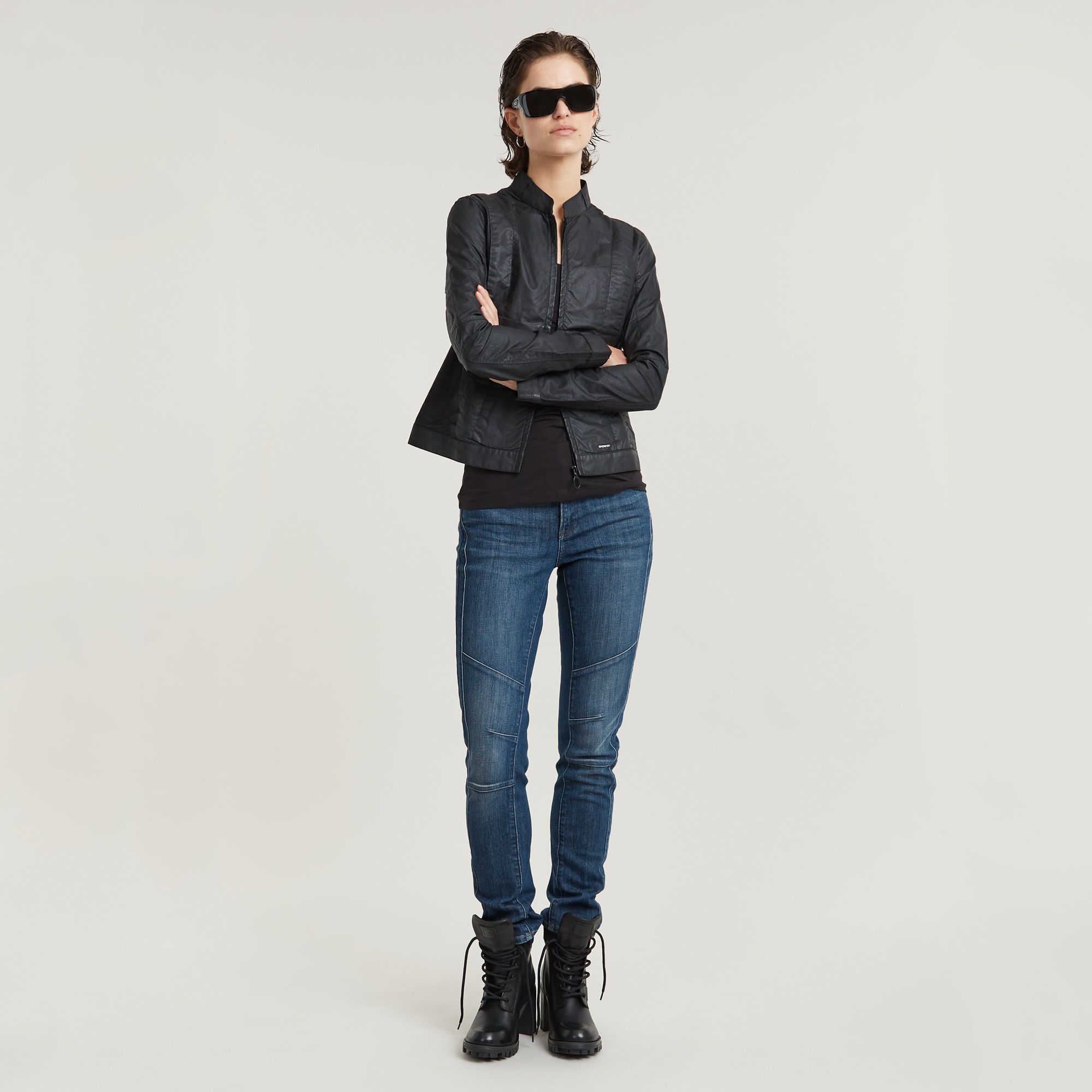G-Star RAW Ace 2.0 Biker Slim Straight Jeans Donkerblauw Dames