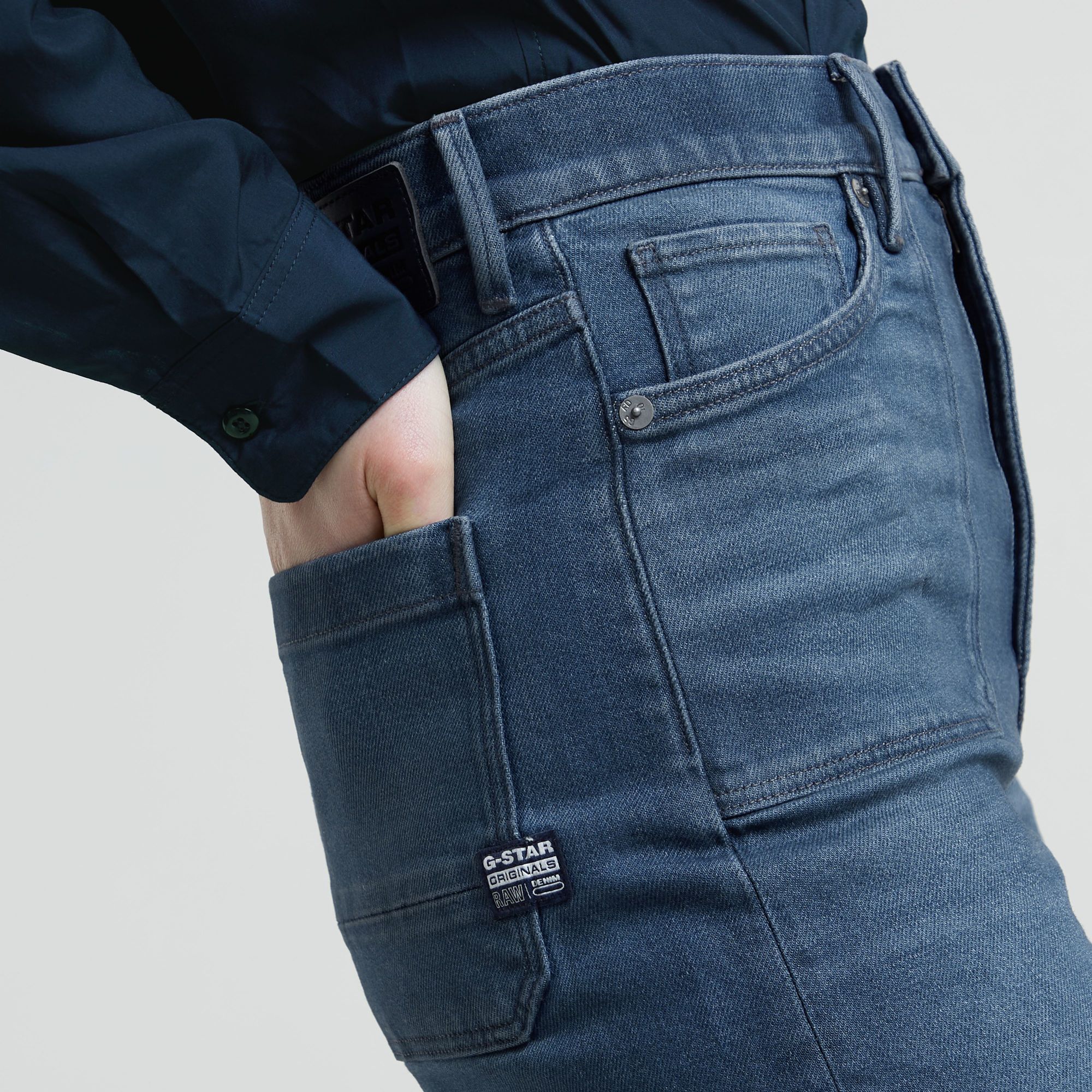 G-Star RAW Deck 2.0 High Loose Patch Pocket Jeans Donkerblauw Dames