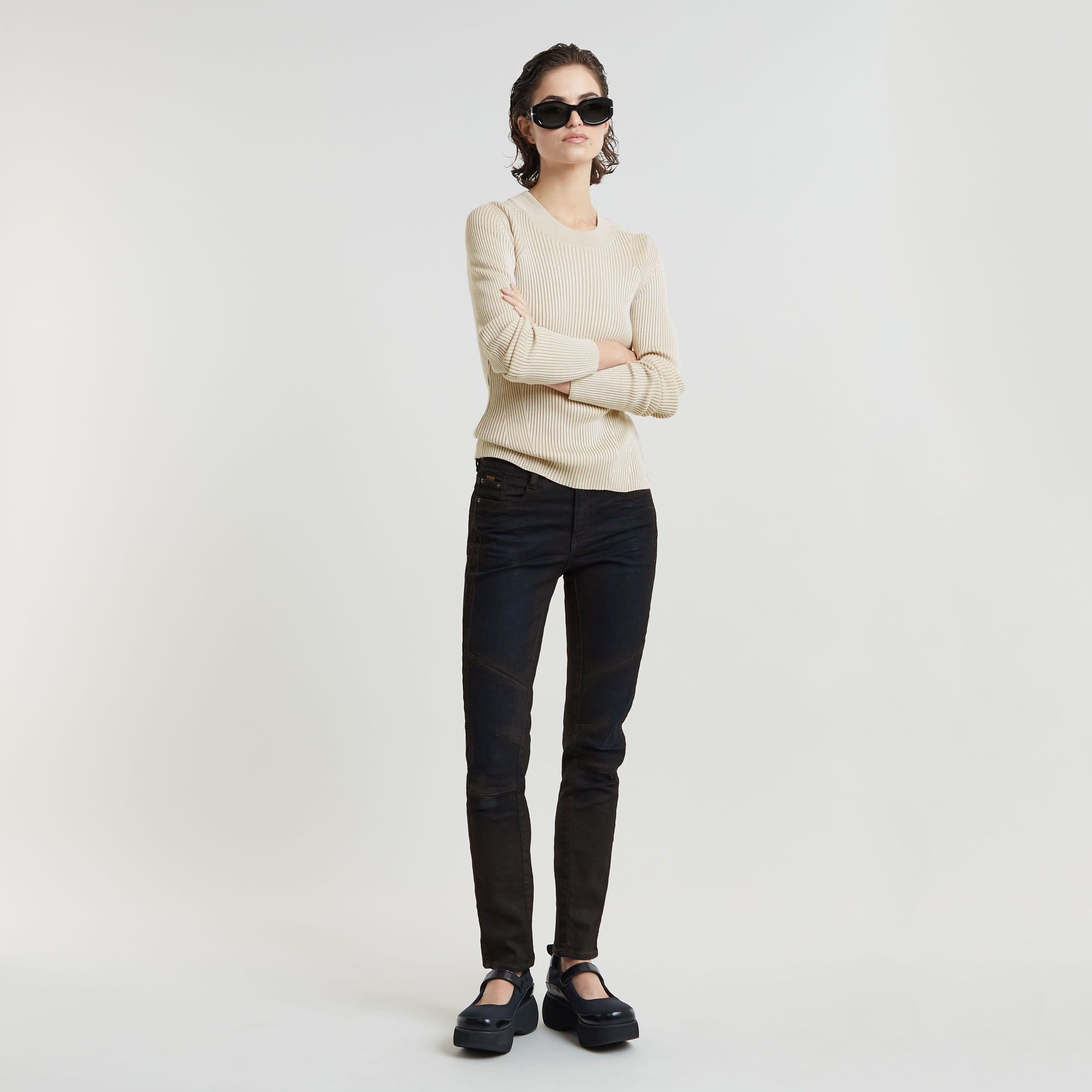 G-Star RAW Ace 2.0 Biker Slim Straight Jeans Donkerblauw Dames