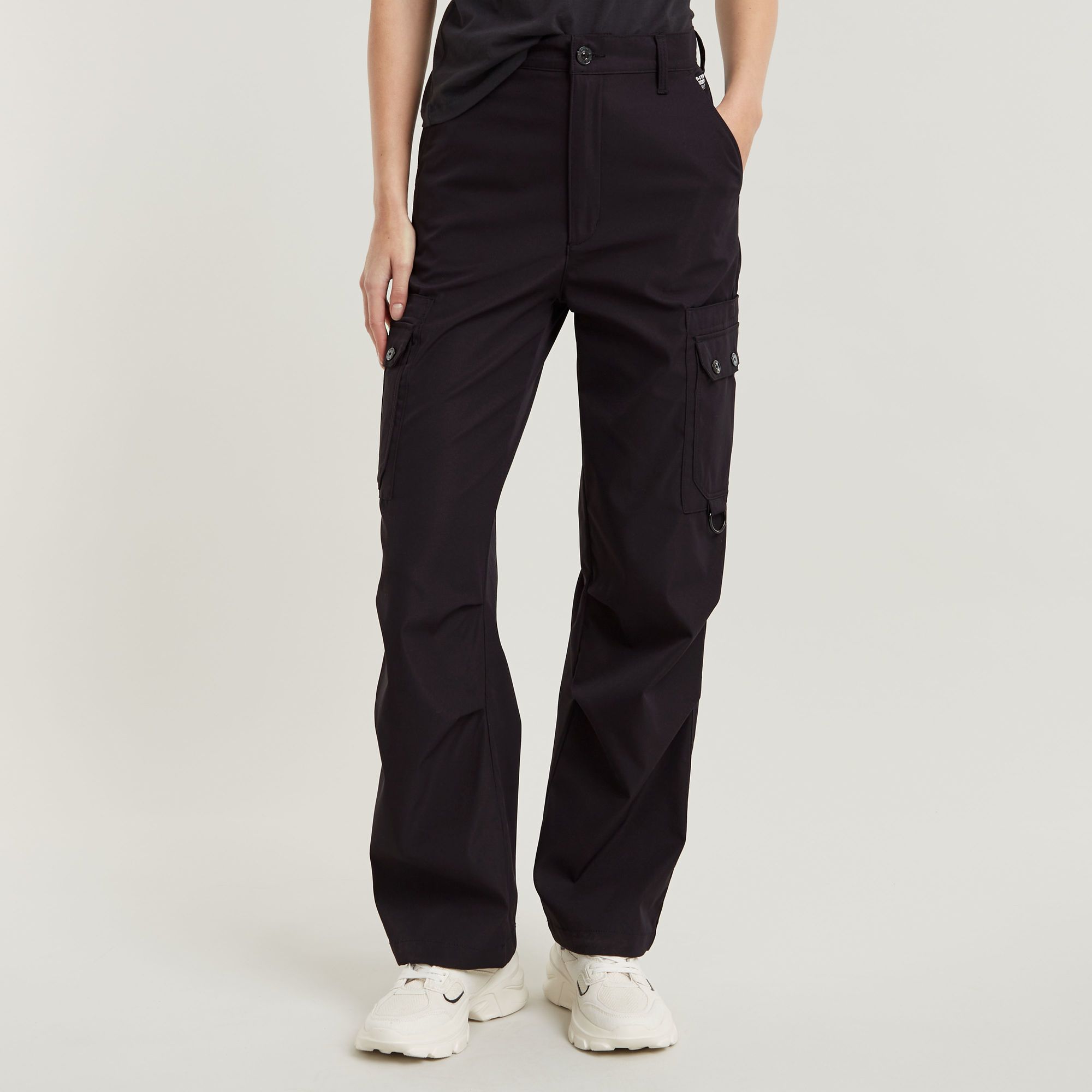 

High Waist Cargo Pants - Black - Women