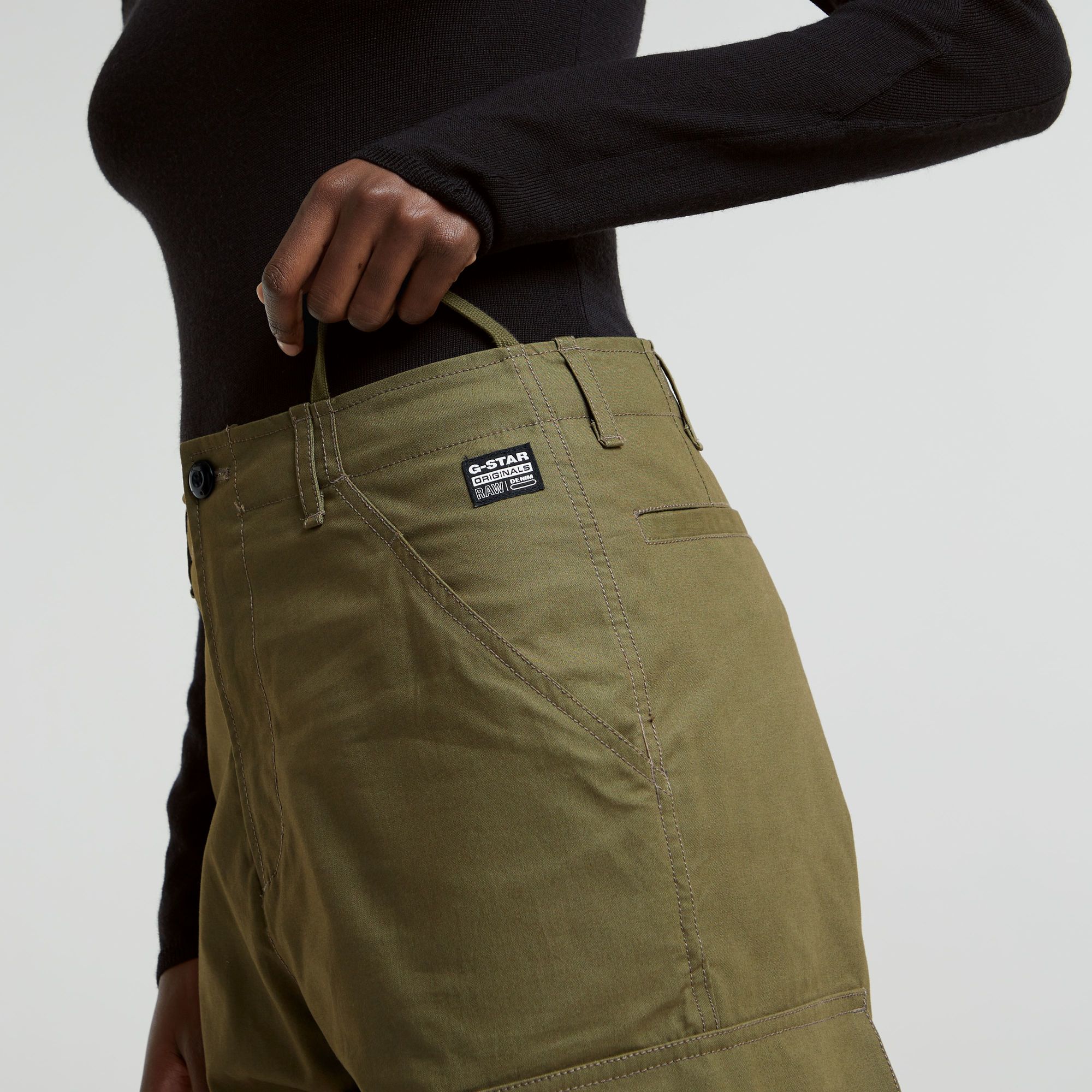 G-Star RAW Cargo Broek Cropped Drawcord Groen Dames