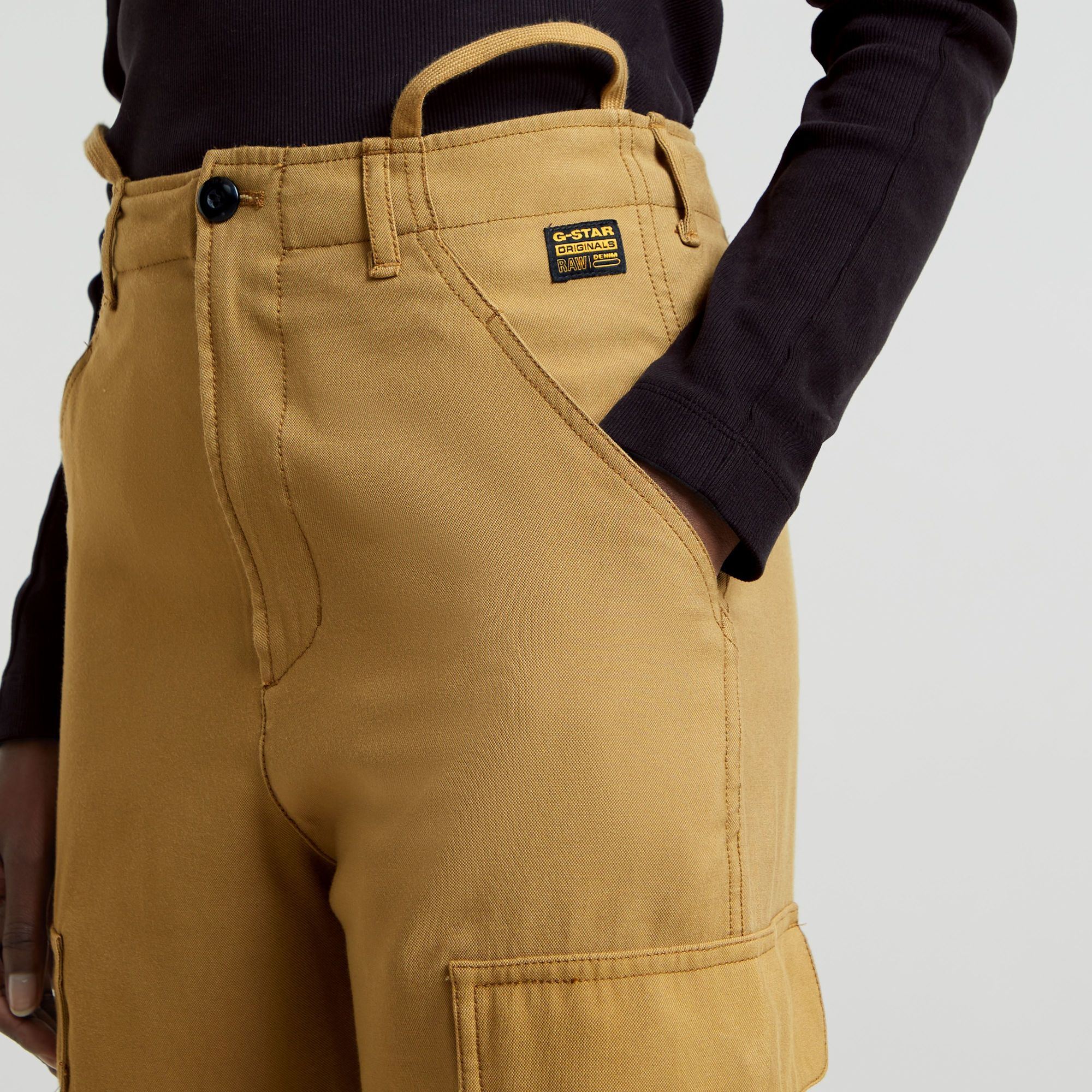 G-Star RAW Cargo Broek Cropped Drawcord Beige Dames