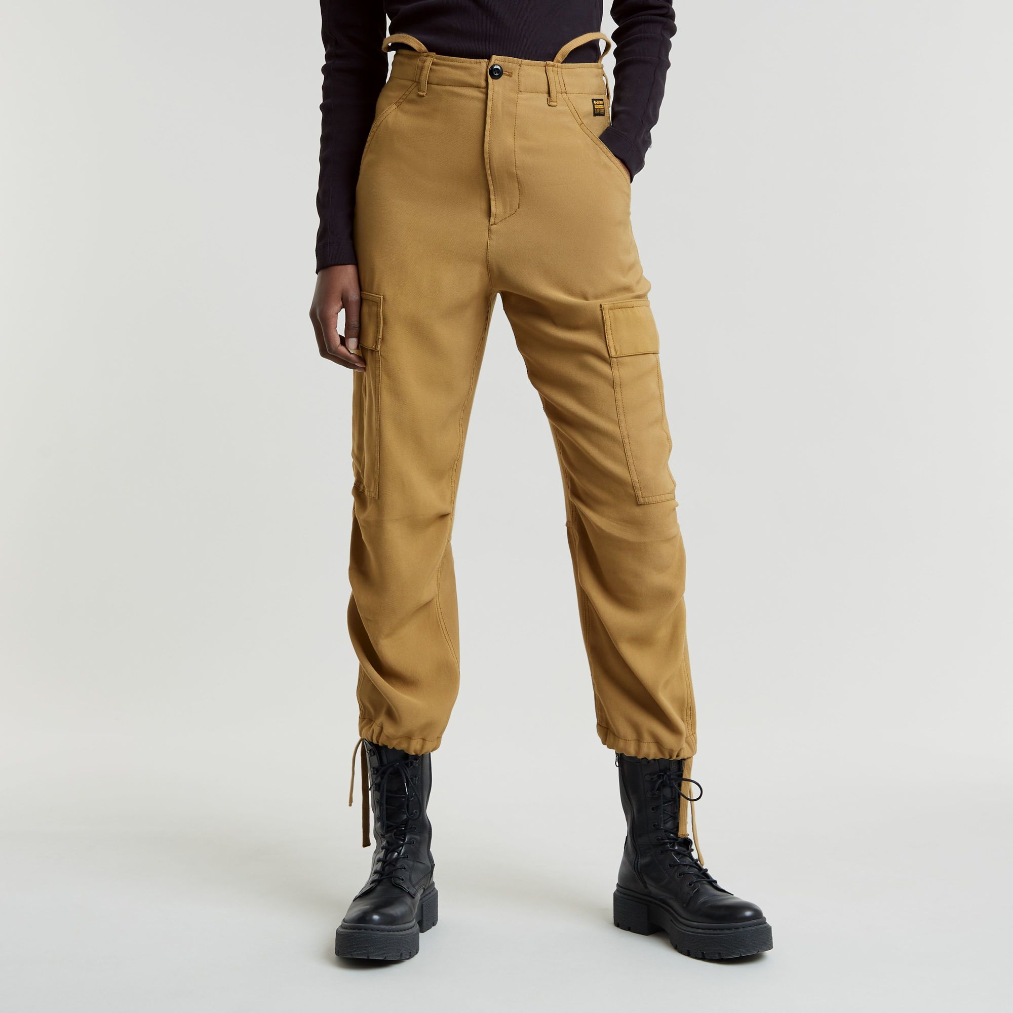 G-Star RAW Cargo Broek Cropped Drawcord Beige Dames