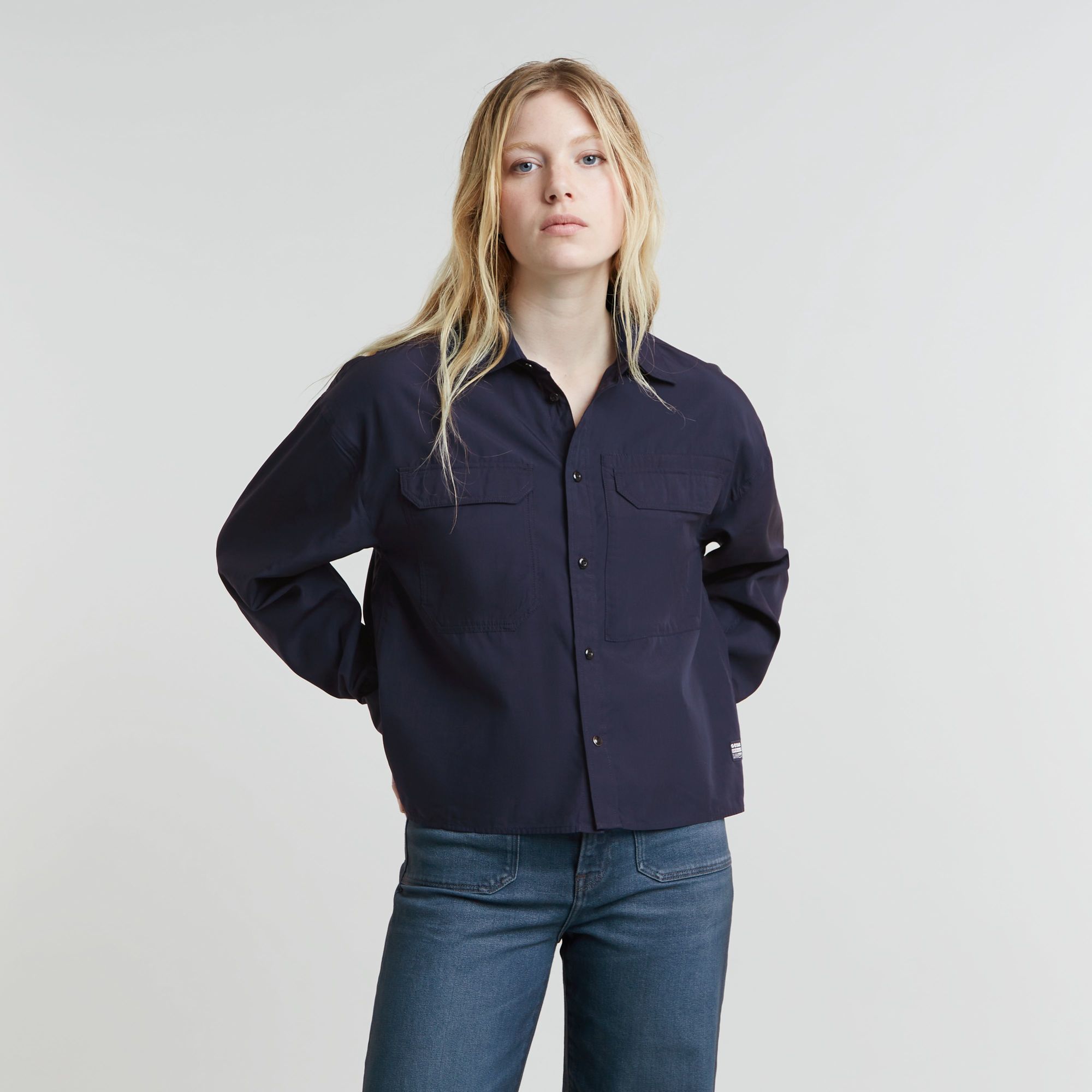 G-Star RAW Cropped Pocket Blouse Donkerblauw Dames