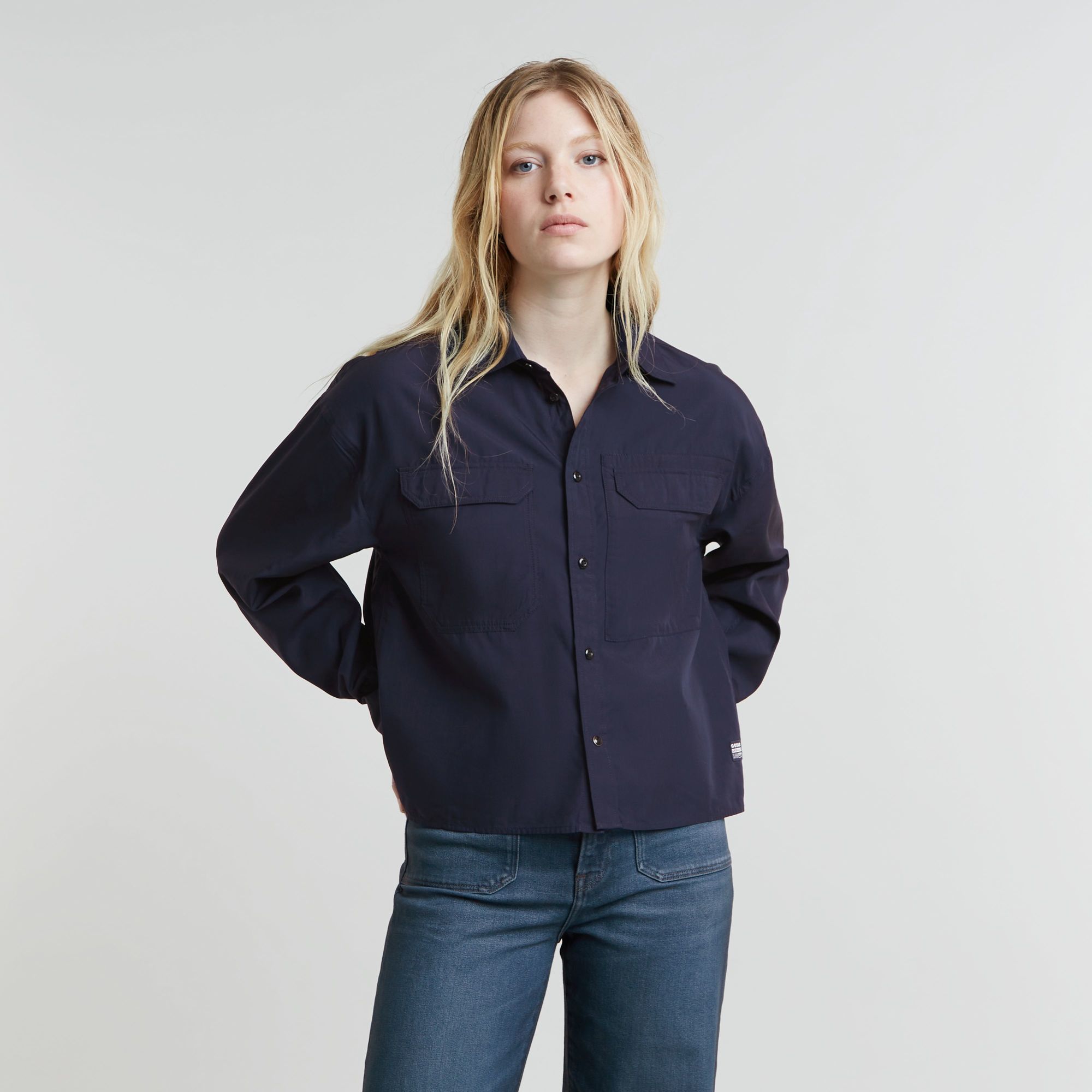 

Cropped Pocket Shirt - Dark blue - Women