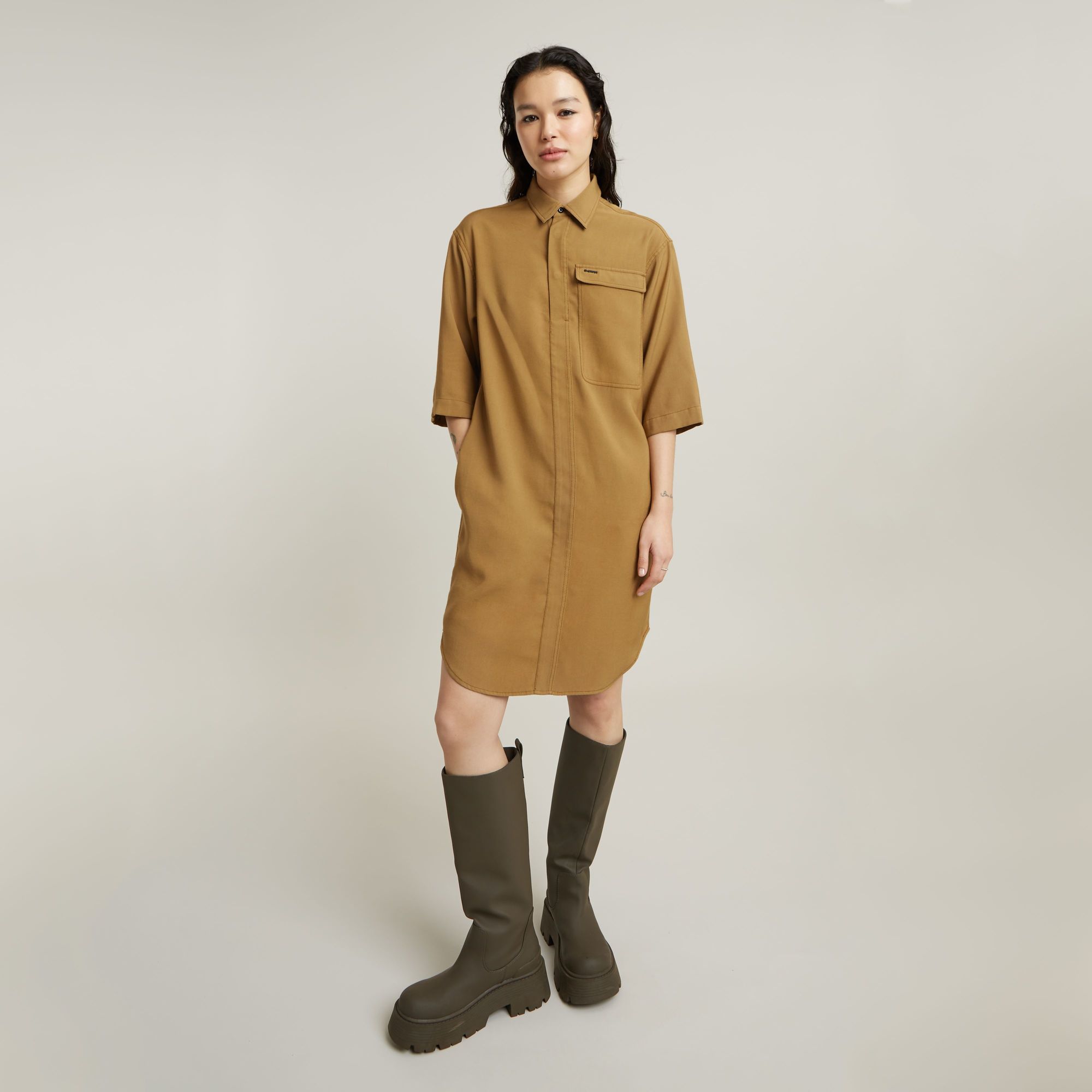 

Cargo Tunic Dress - Beige - Women