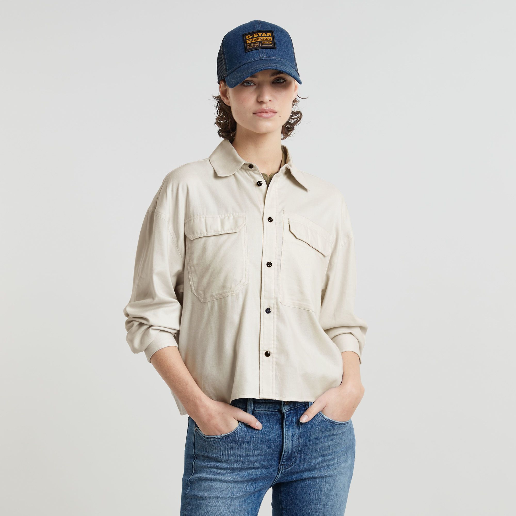 

Cropped Pocket Shirt - White - Women