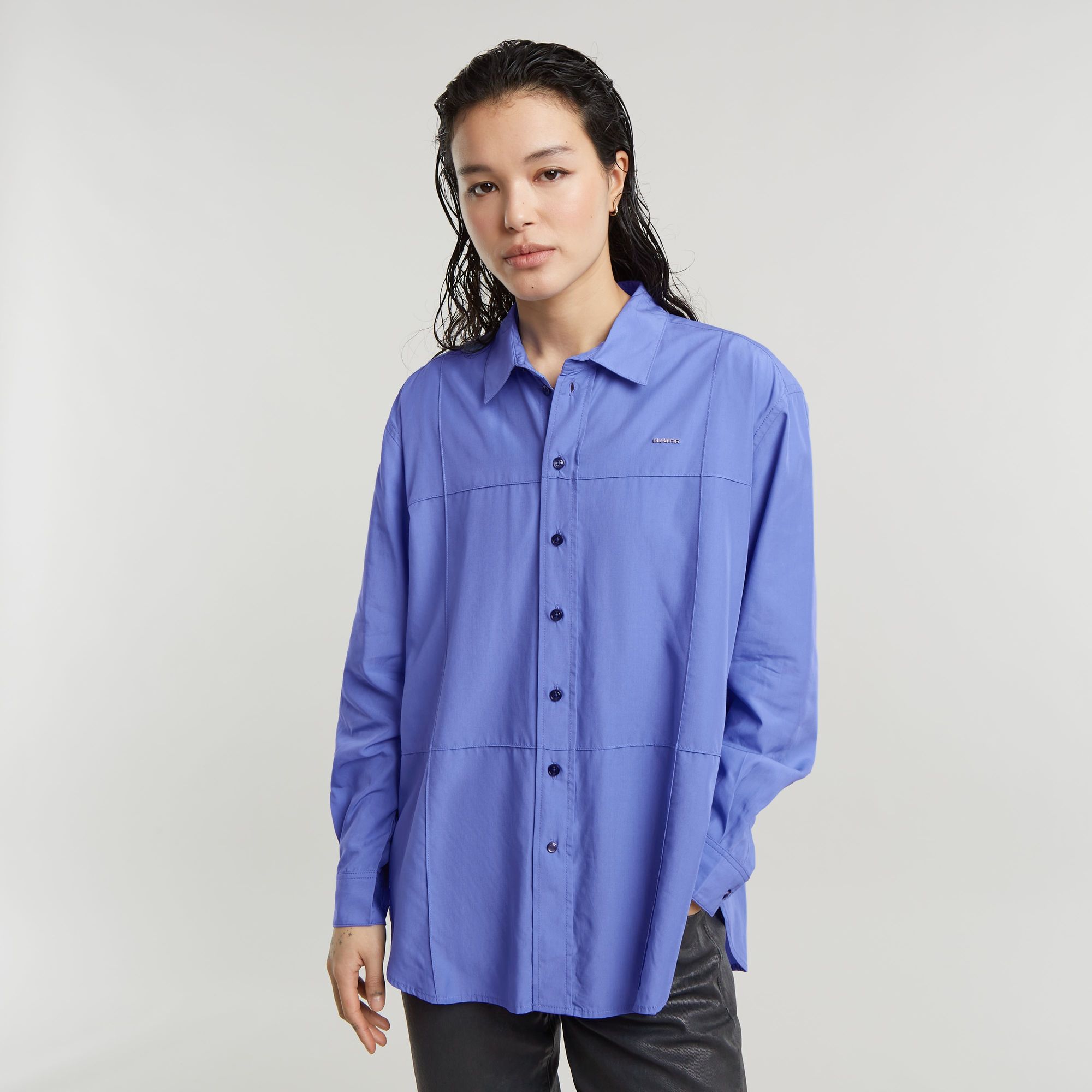 

Boyfriend Pintuck Shirt - Medium blue - Women