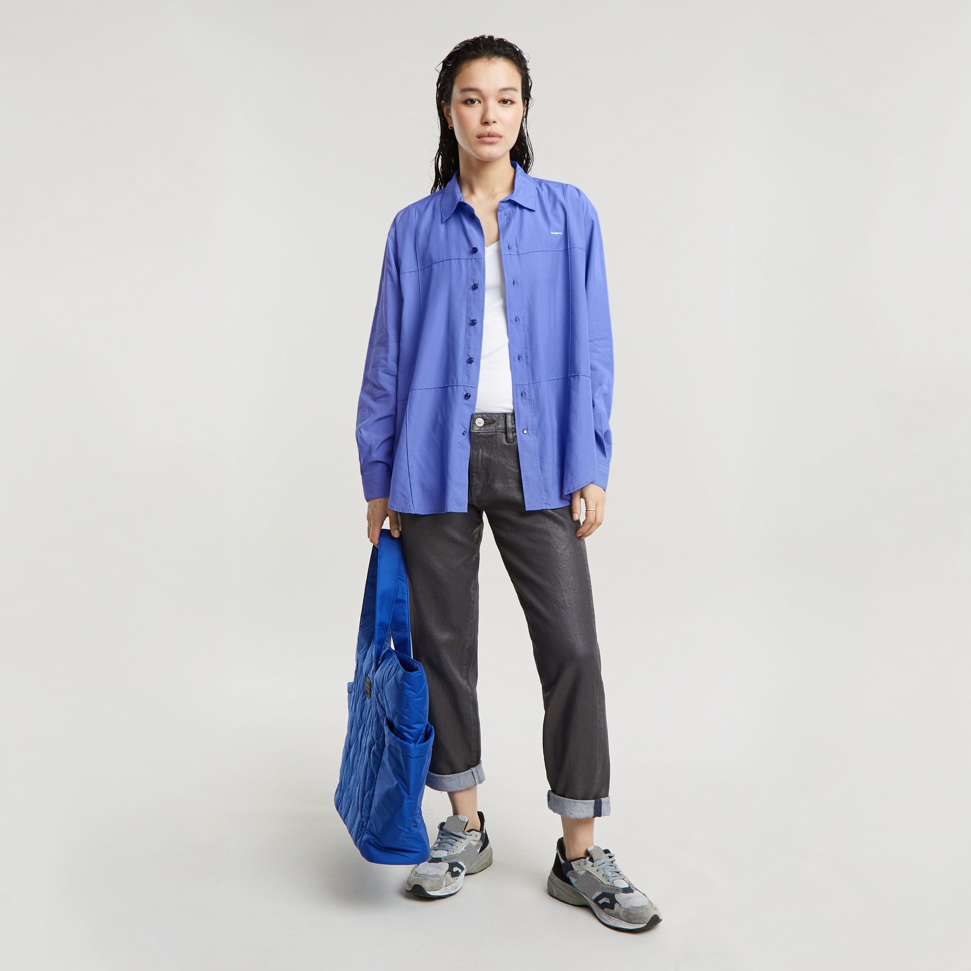 G-Star RAW Boyfriend Pintuck Shirt Midden blauw Dames