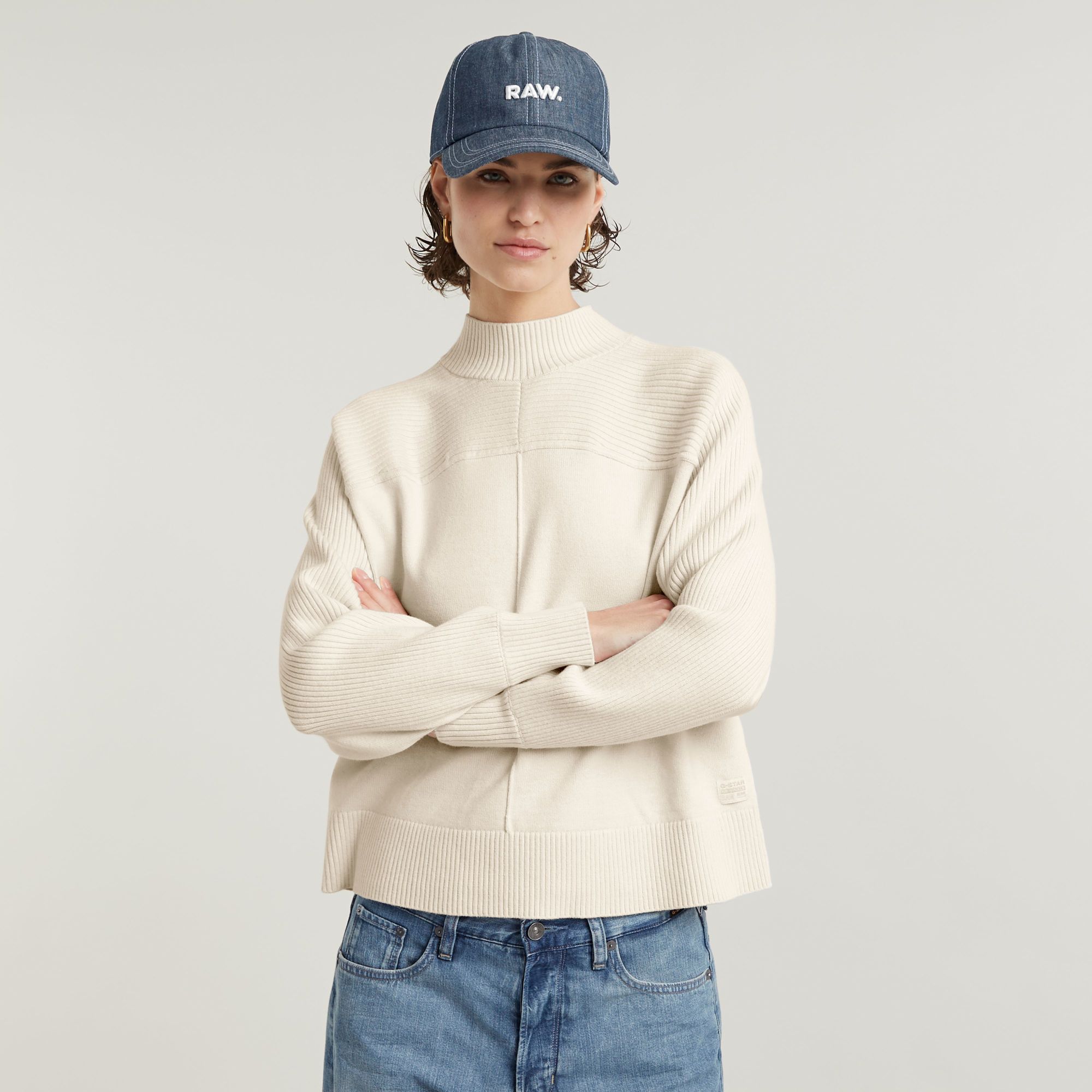 Boxy Mock Pullover - Mehrfarbig - Damen