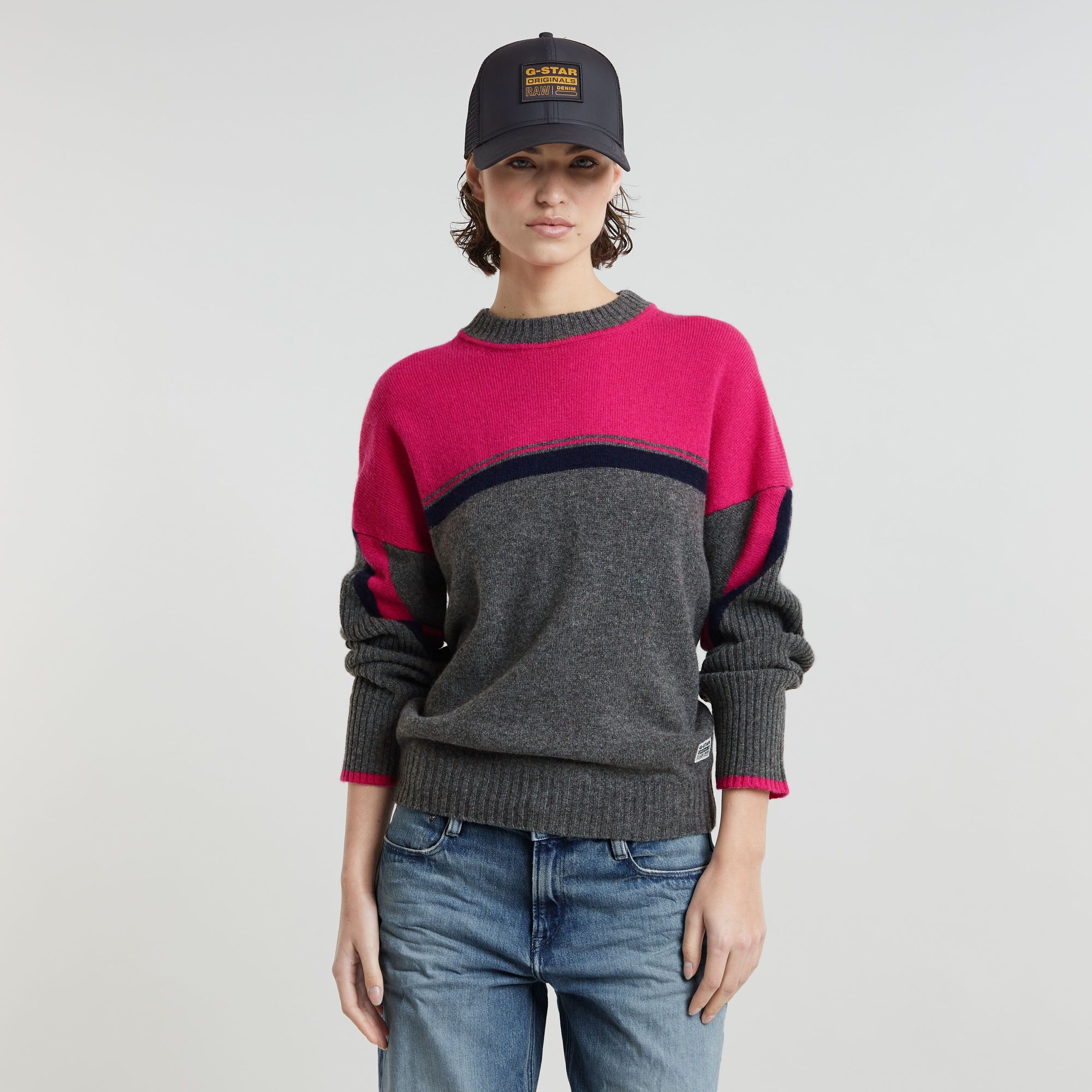 

Multi Color Loose Knitted Sweater - Pink - Women