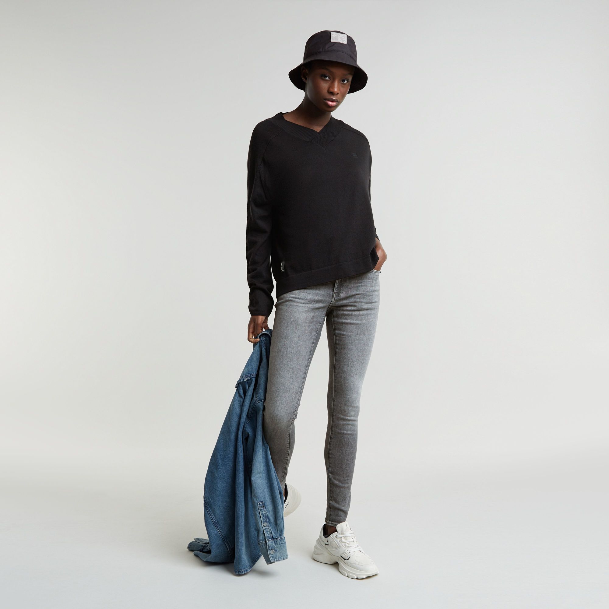 G-Star RAW Core Loose Gebreide V-Hals Trui Zwart Dames