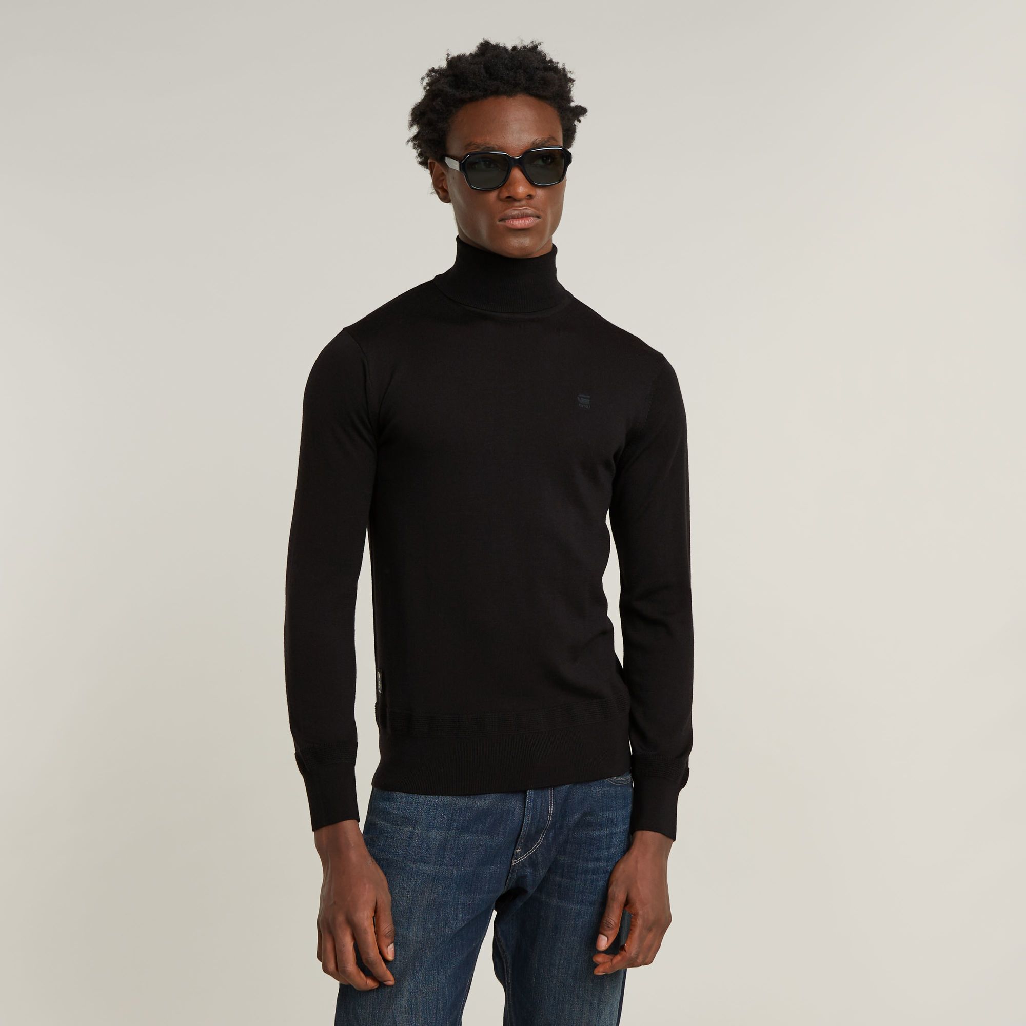 Premium Core Turtle Neck Knitted Pullover - Schwarz - Herren