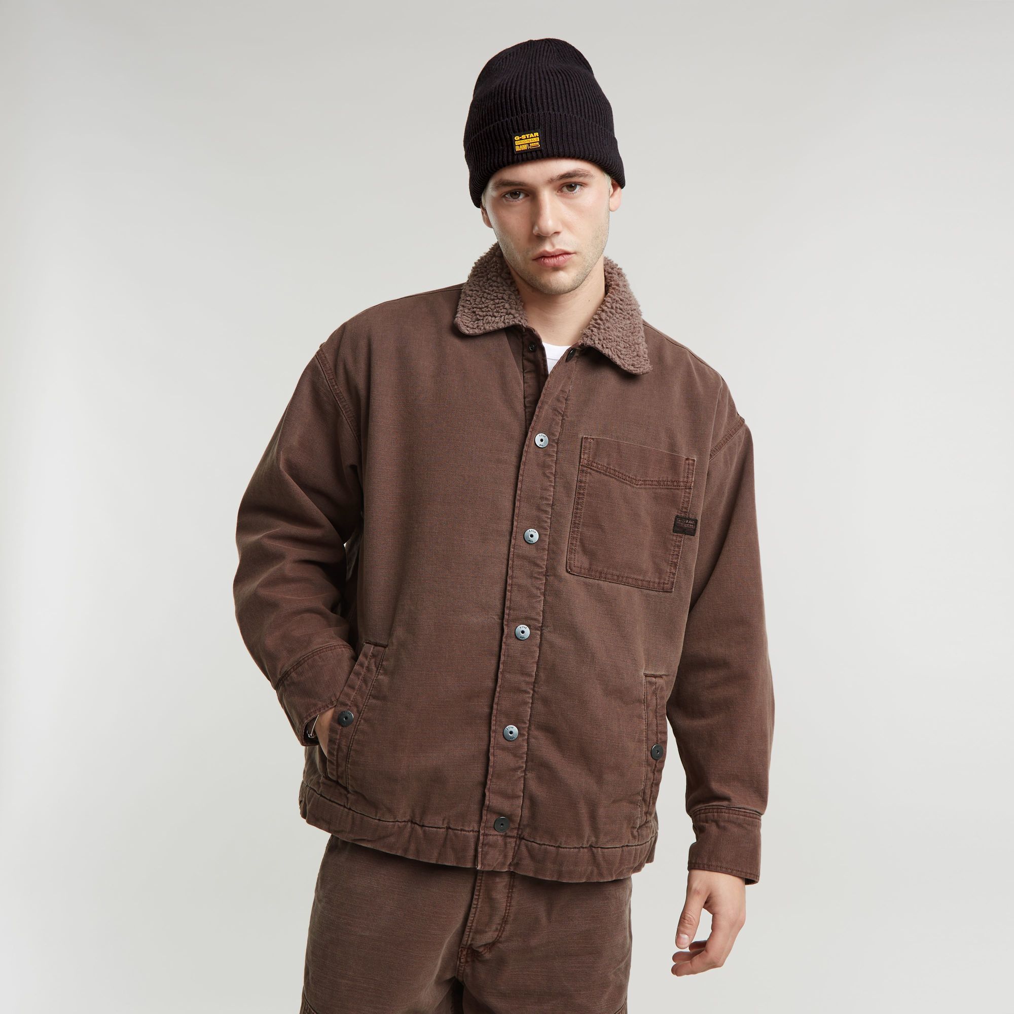 

Boxy Fit Sherpa Jack - Bruin - Heren