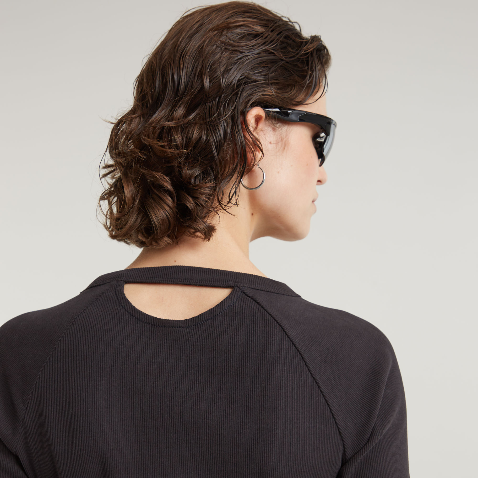 G-Star RAW Slim Rib Keyhole Top Zwart Dames