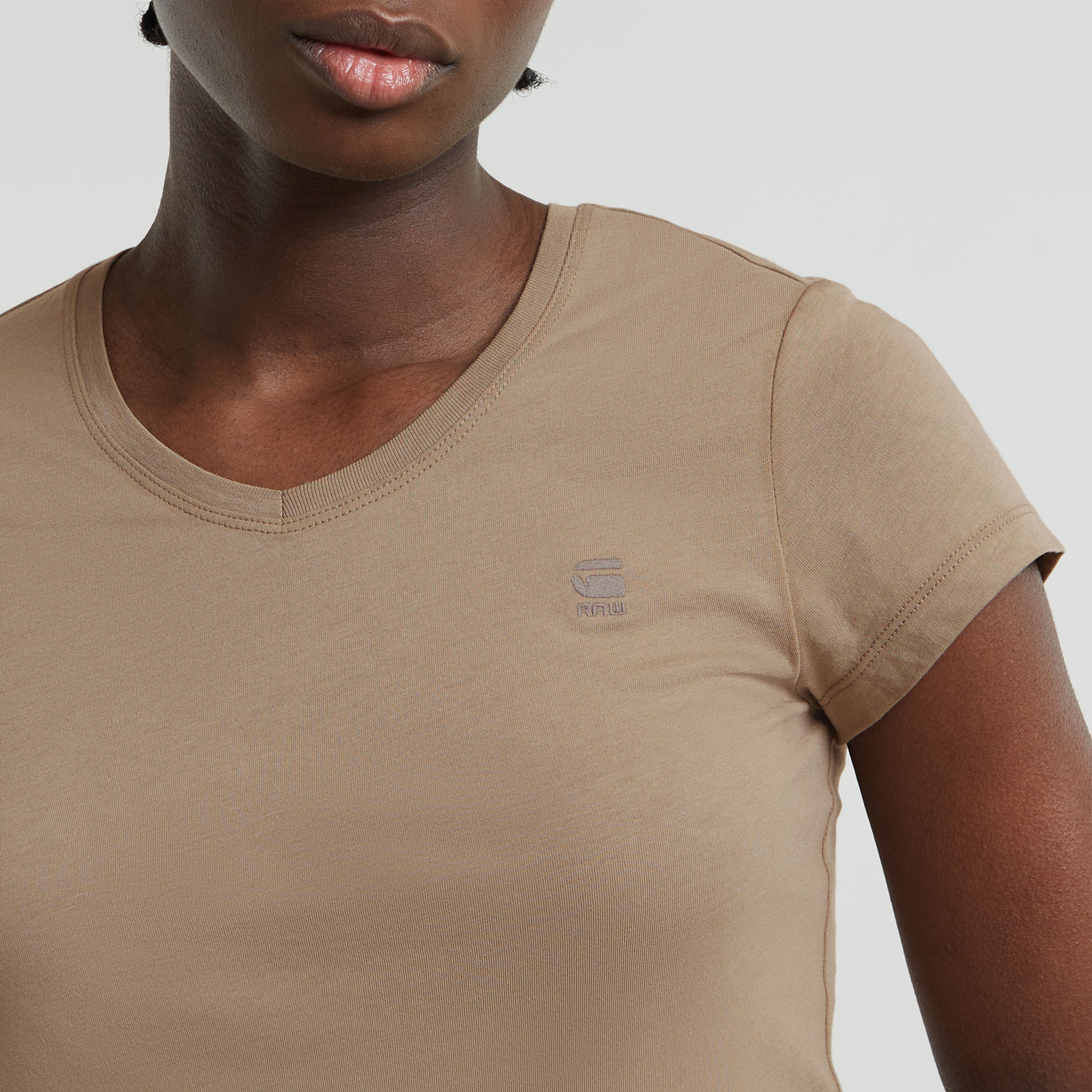 G-Star RAW Eyben Slim V-Neck Top 2.0 Beige Dames