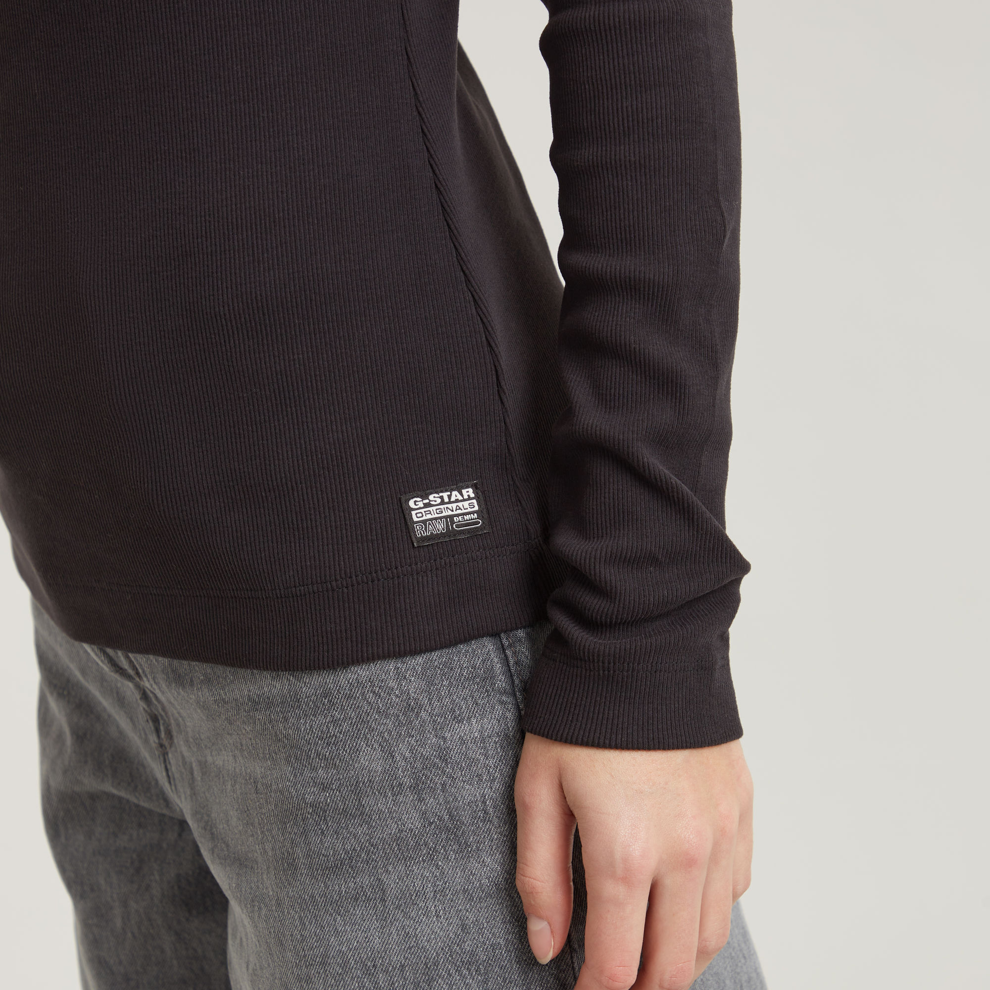 G-Star RAW Slim Rib Keyhole Top Zwart Dames