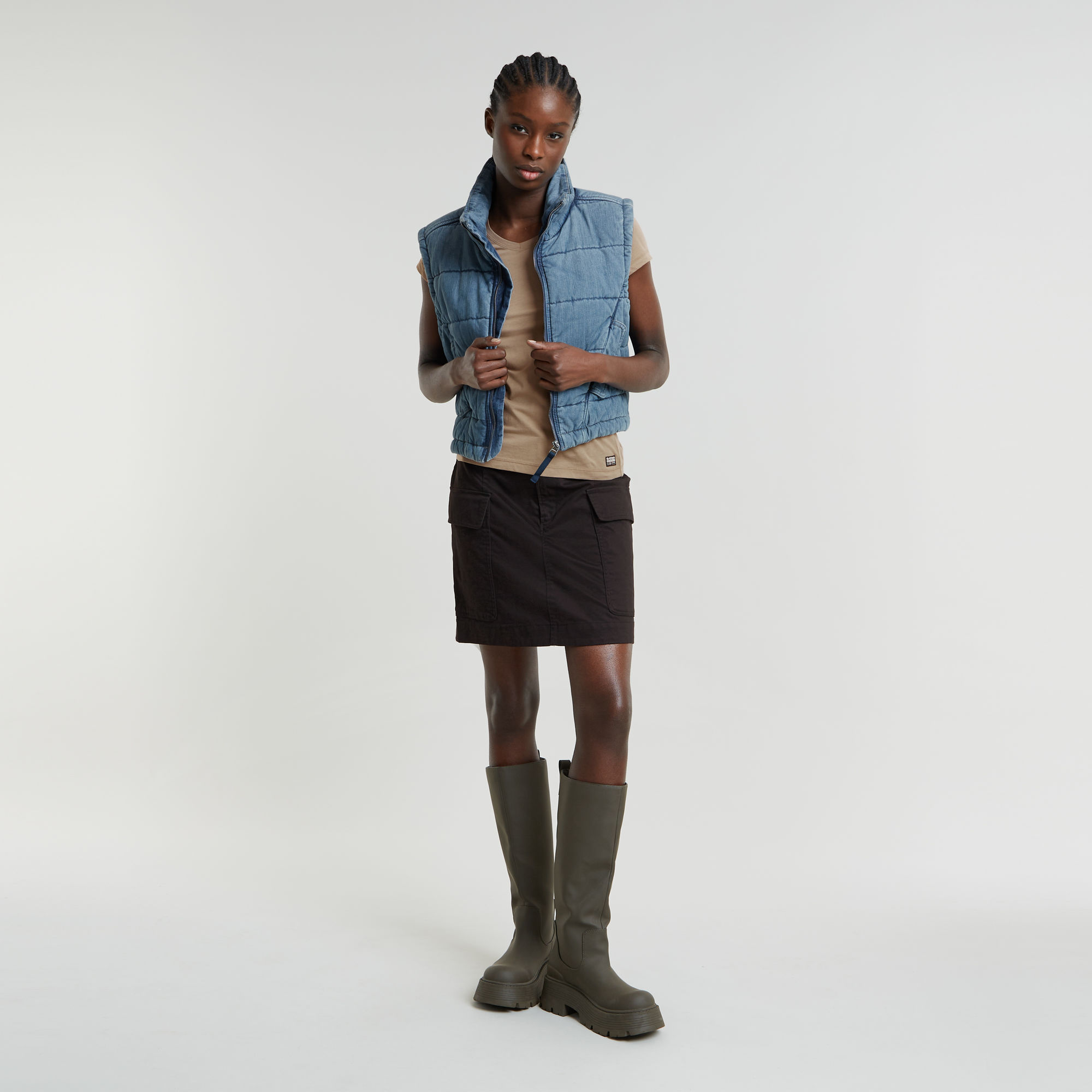 G-Star RAW Eyben Slim V-Neck Top 2.0 Beige Dames