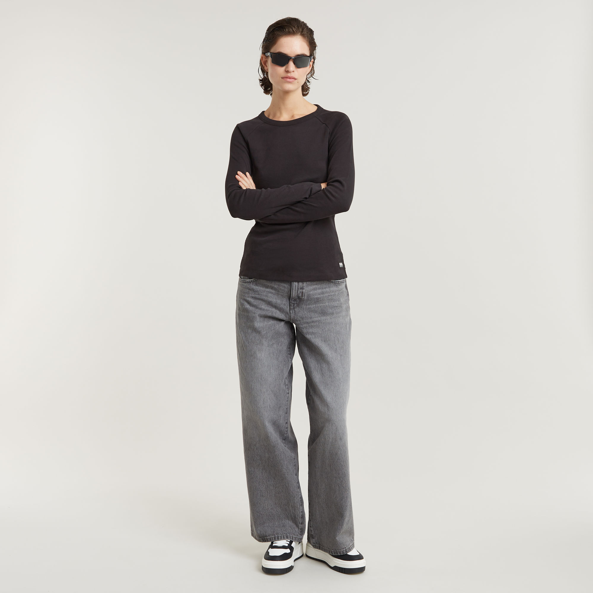 G-Star RAW Slim Rib Keyhole Top Zwart Dames