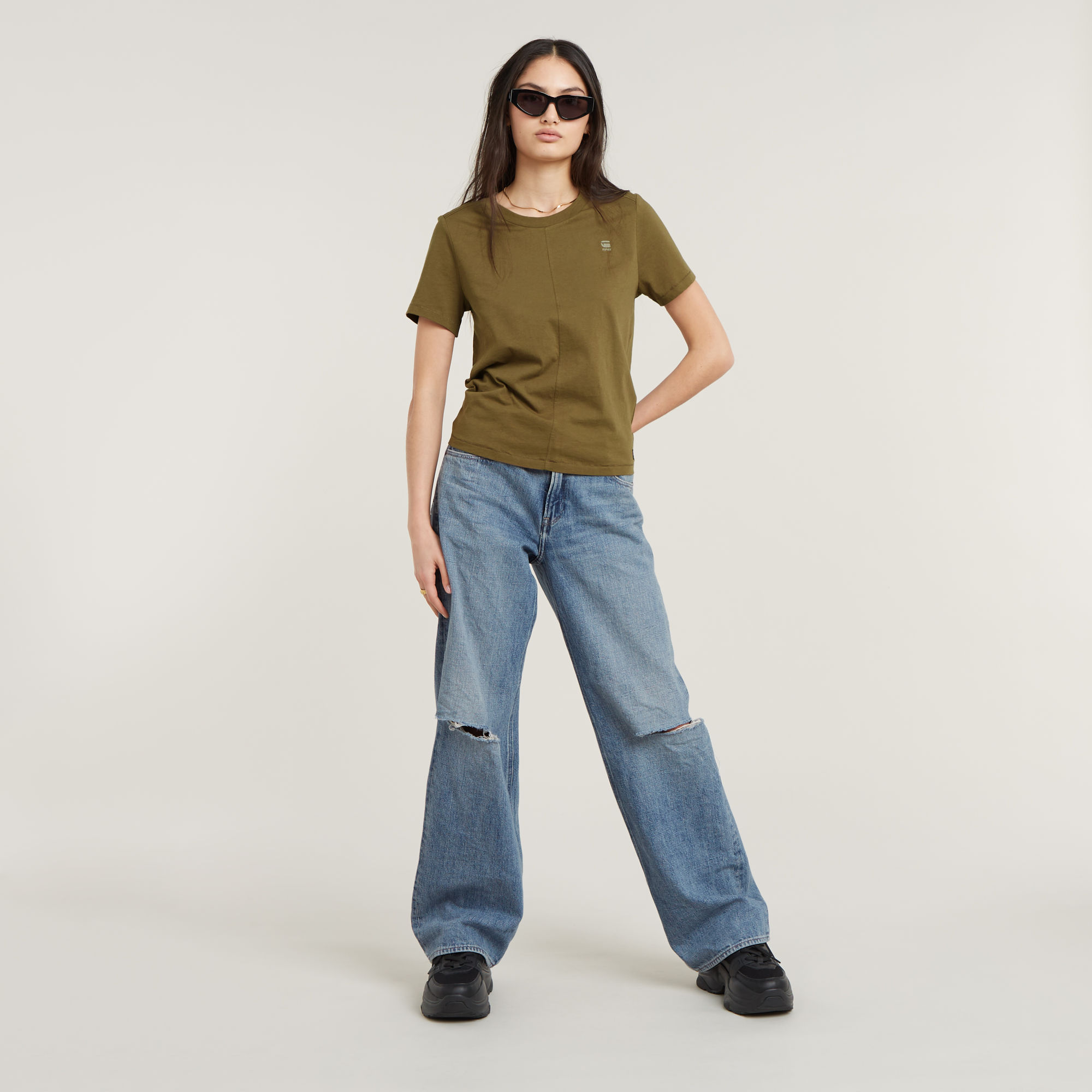 G-Star RAW Front Seam Top Groen Dames
