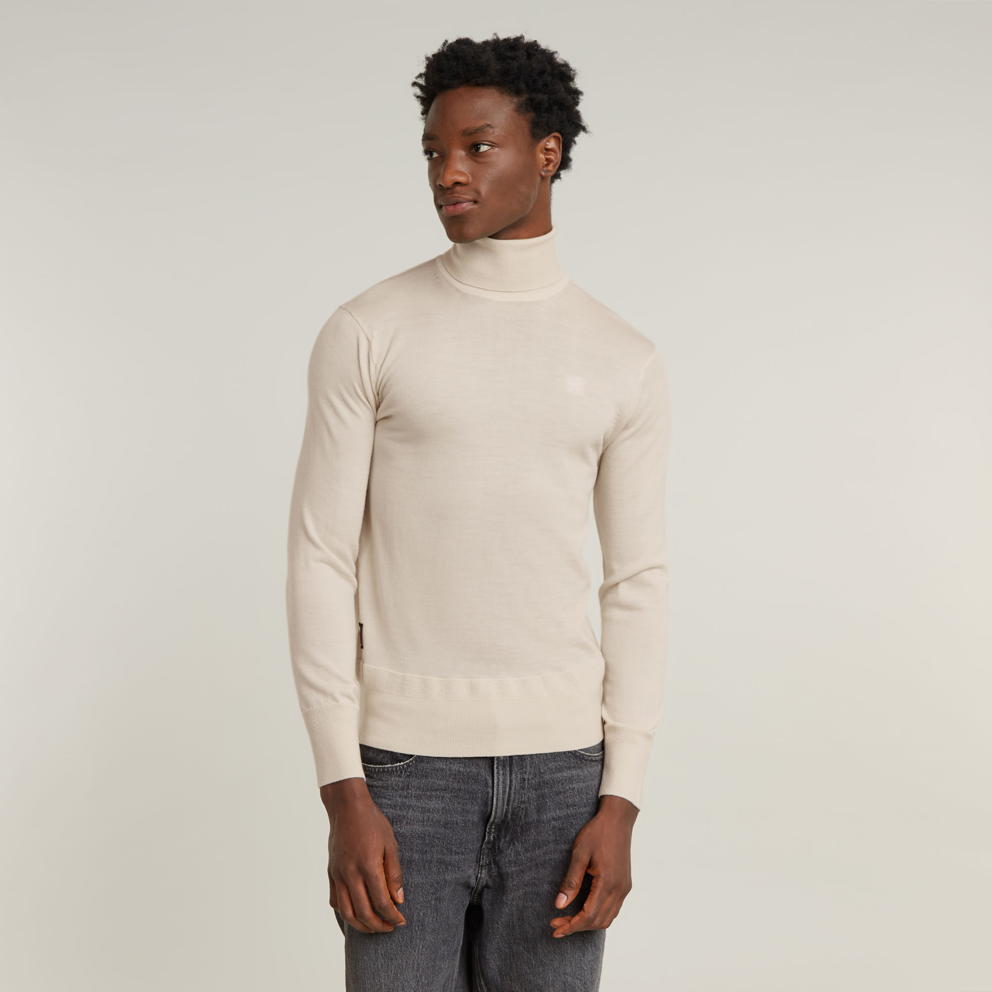 Premium Core Turtle Neck Knitted Pullover - Weiß - Herren