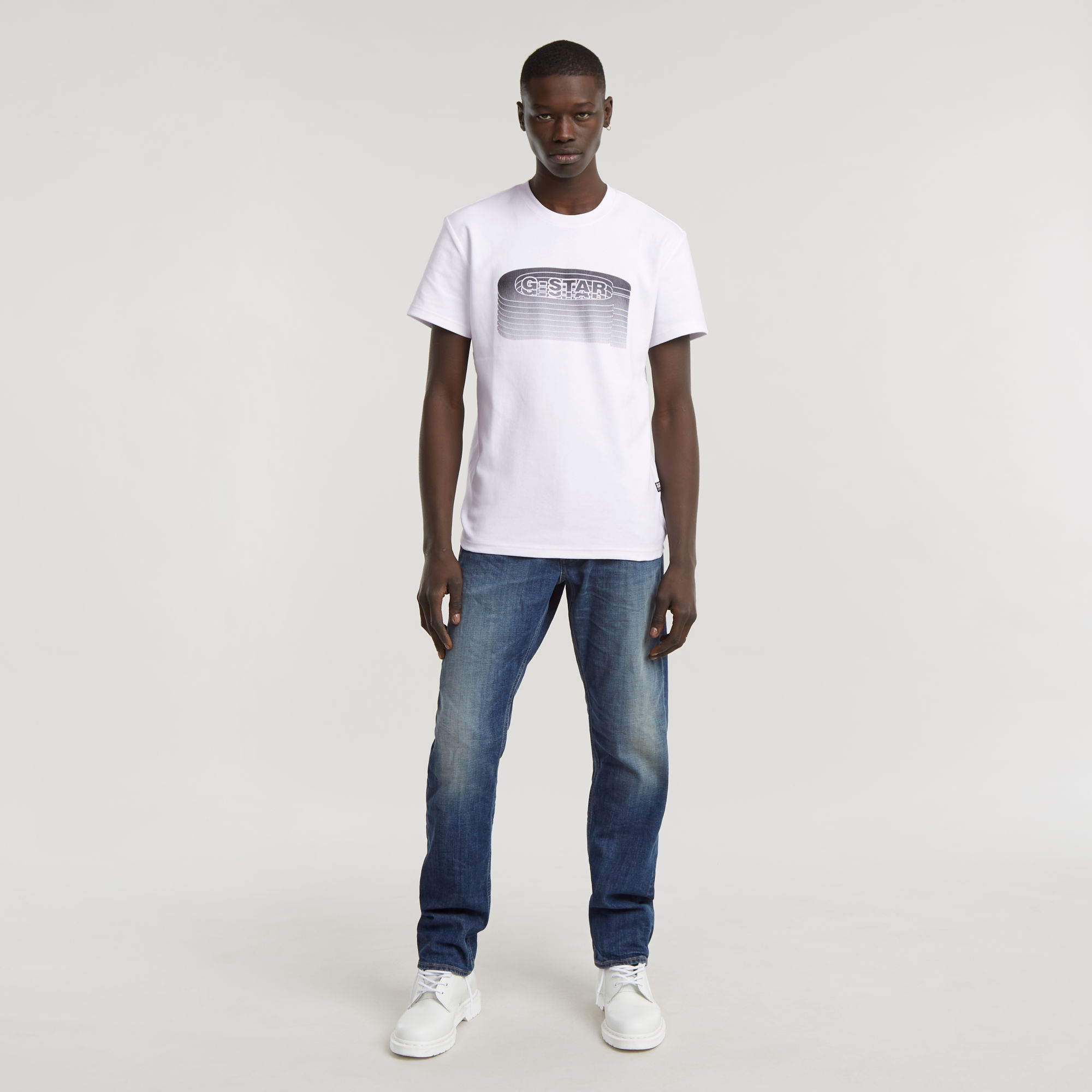 G-Star RAW Stacked Old Skool Logo T-Shirt Wit Heren