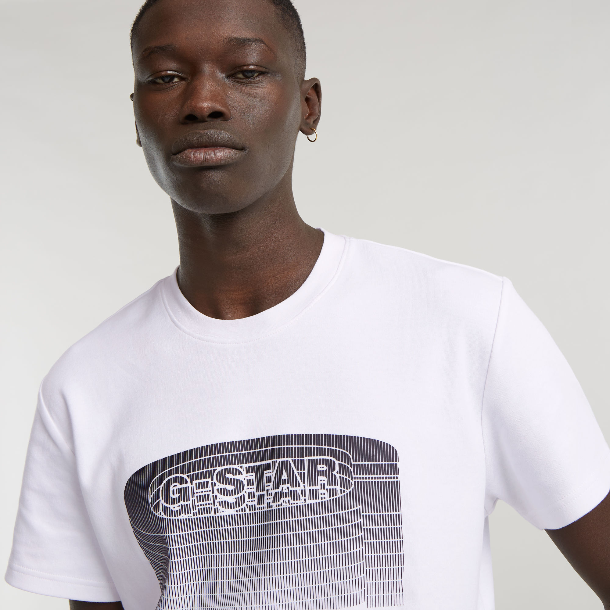 G-Star RAW Stacked Old Skool Logo T-Shirt Wit Heren